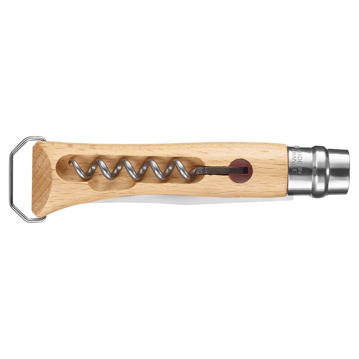 Opinel No. 10 Corkscrew Knife with Bottle Opener - Stainless Steel Multi-Tool for Wine Lovers, Camping & Outdoor Adventures