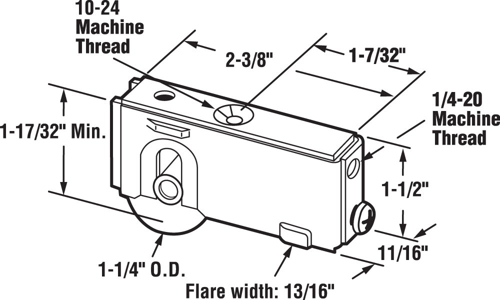 Prime-Line D 1542 1-1/4 Inch Steel Ball Bearing - Plain Back Roller Assembly (Single Pack) for Garage Doors, Industrial Machinery & DIY Repairs