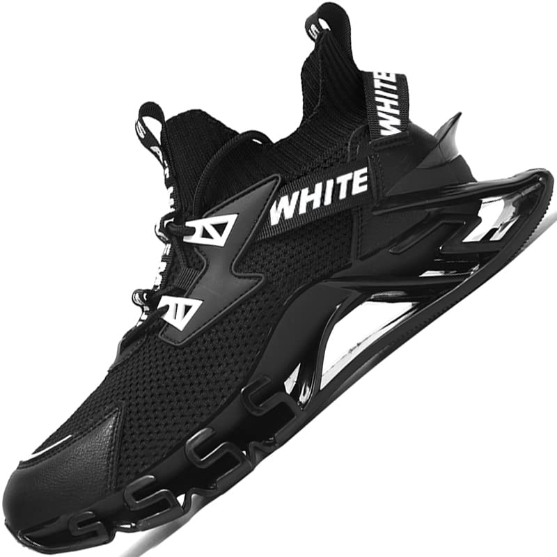 **Men's Running Shoes - Lightweight Breathable Sneakers for Trail, Hiking, Tennis & Casual Wear - Black/White/Blue - Perfect for Outdoor Sports & Daily Activities**