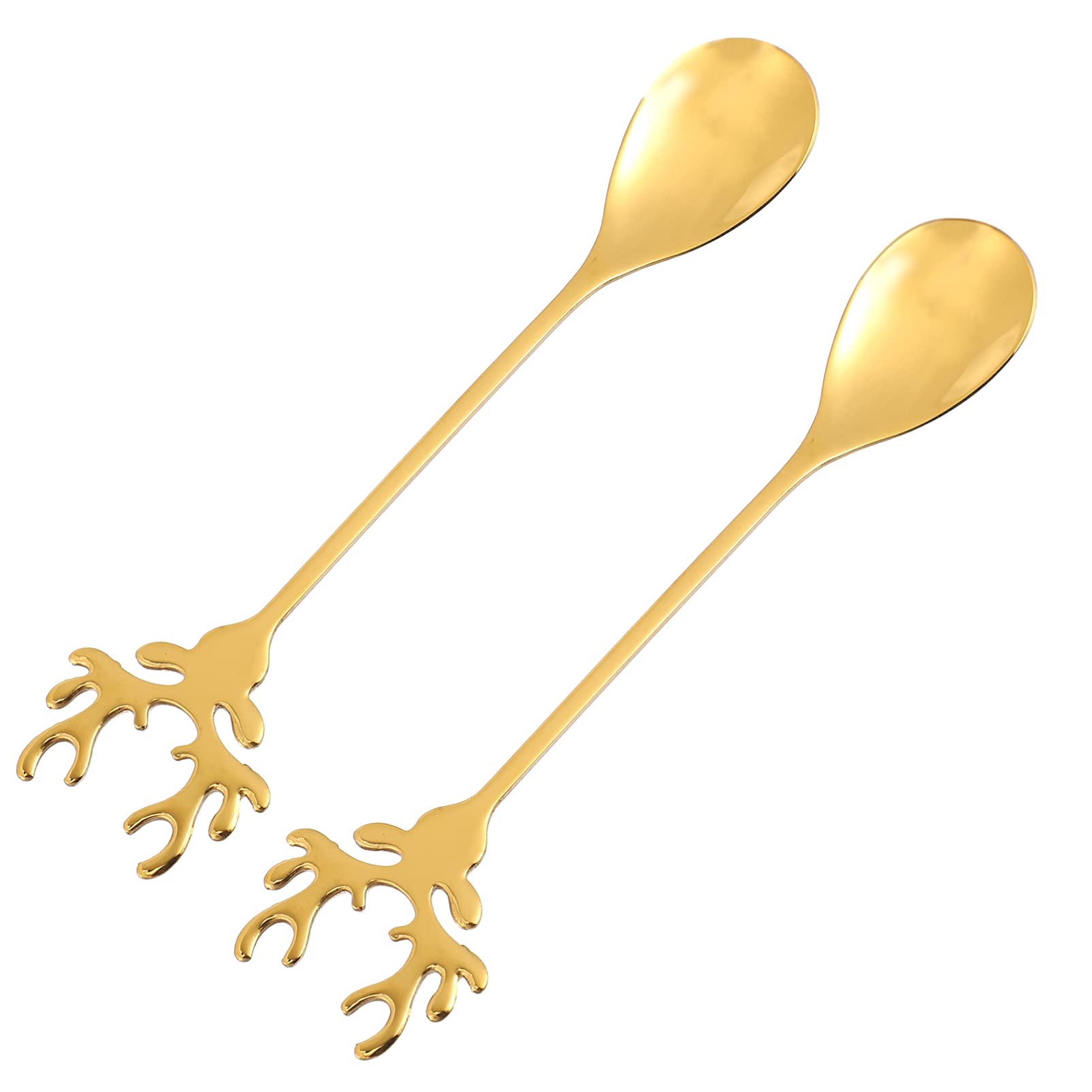 2-Pack Cabilock Christmas Stainless Steel Elk-Shaped Spoons - Gold Coffee & Tea Stirring Spoons, Dessert Spoons for Holiday Parties, Table Decorations | Perfect for Xmas Gatherings, Hot Beverages & Sweet Treats