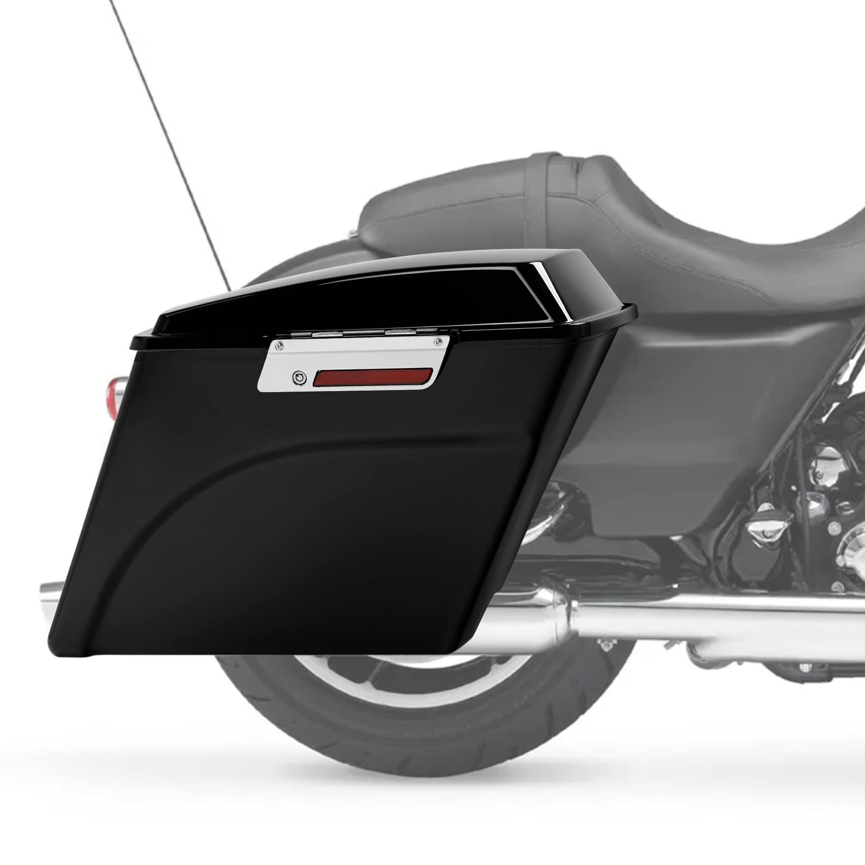 XFMT 5 Inch Vivid Black Stretchable Saddlebags with Lockable Lids & Keys - Compatible with Harley Touring FLH/FLT Electra Glide, Road King, Ultra Street (1993-2013 Models) - Perfect for Motorcycle Storage & Long-Distance Travel Accessories