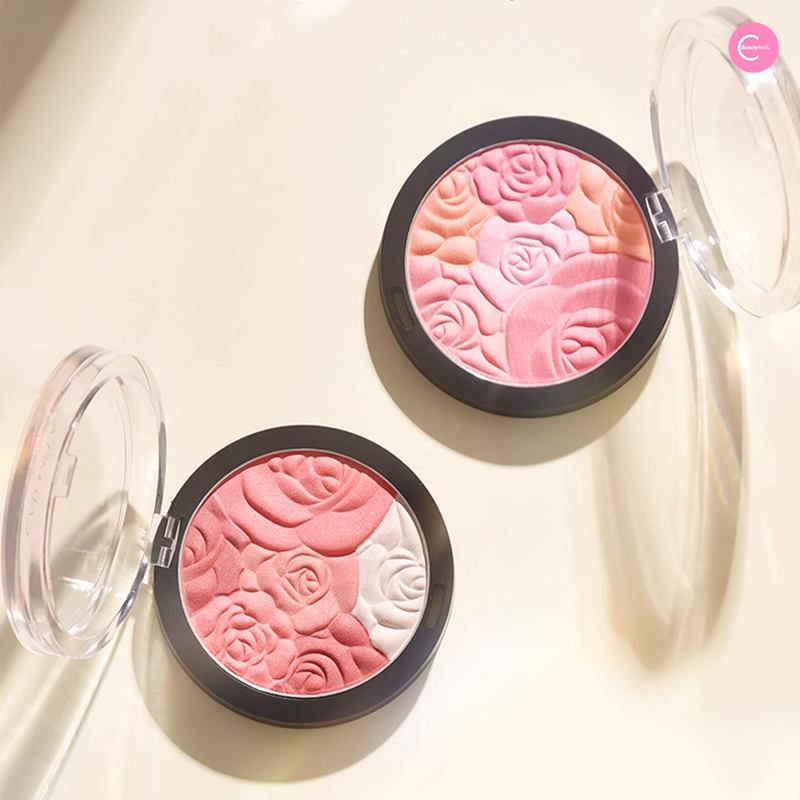 CARMELA 6-Color Embossed Highlighter & Blush Palette - Buildable Pigment for Contouring, Strobing & Cheek Color - Perfect for Everyday Makeup & Special Occasions