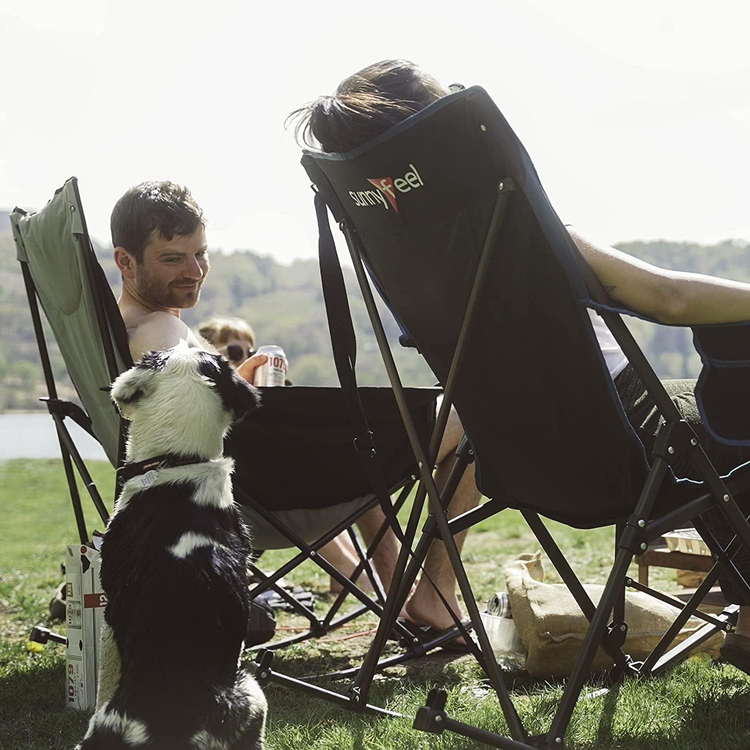 **SUNNYFEEL 2-Pack Oversized Folding Rocking Camping Chairs with Storage Pocket & Carry Bag – Heavy Duty Portable Lawn Chairs for Outdoor, Picnic, Beach, Patio, Lounge, and Camping**