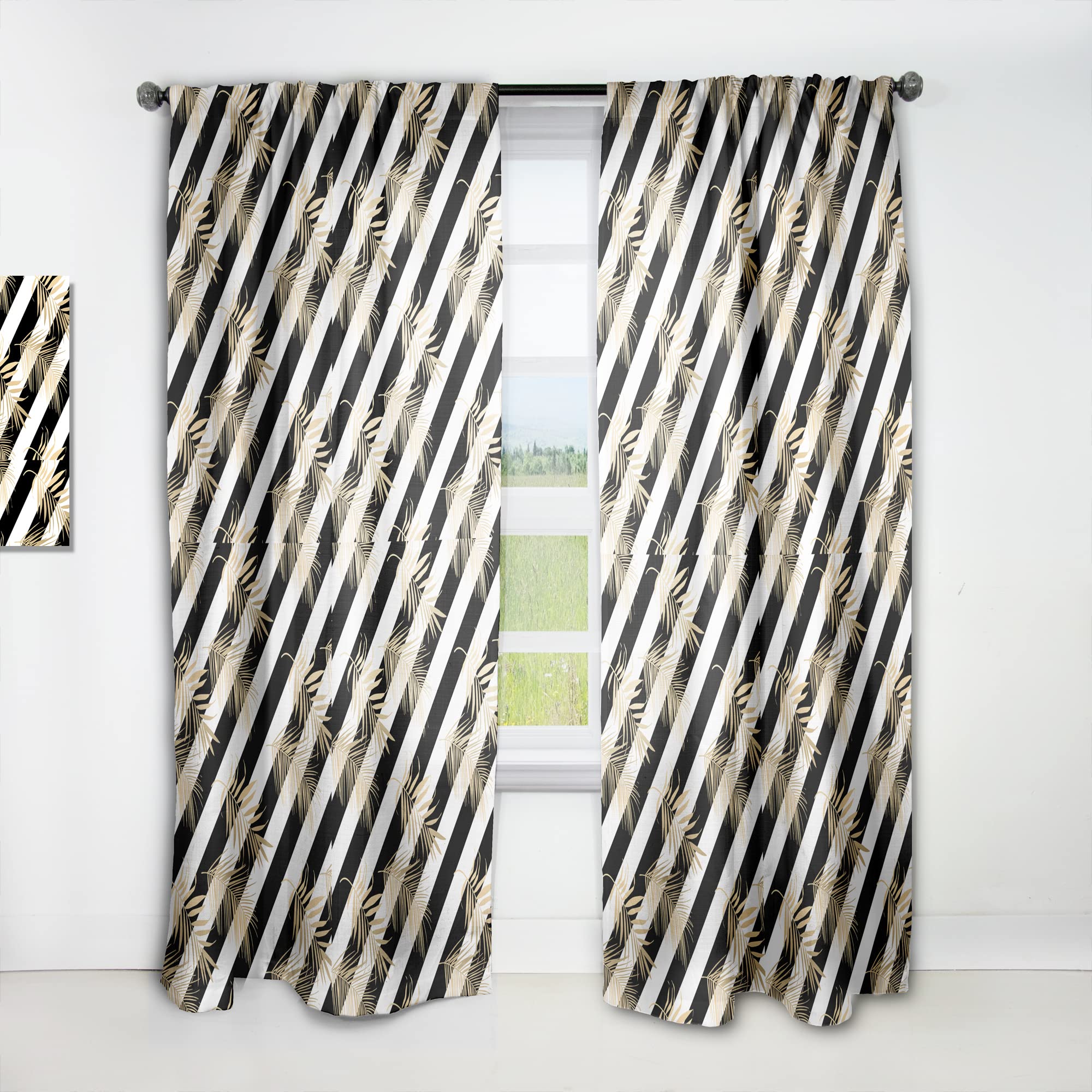 DesignQ Thermal Insulated Blackout Curtains 'Golden Foliage VII' - 52x90 Inch Single Panel for Bedroom & Living Room - Energy Saving, Noise Reducing, Home Decor