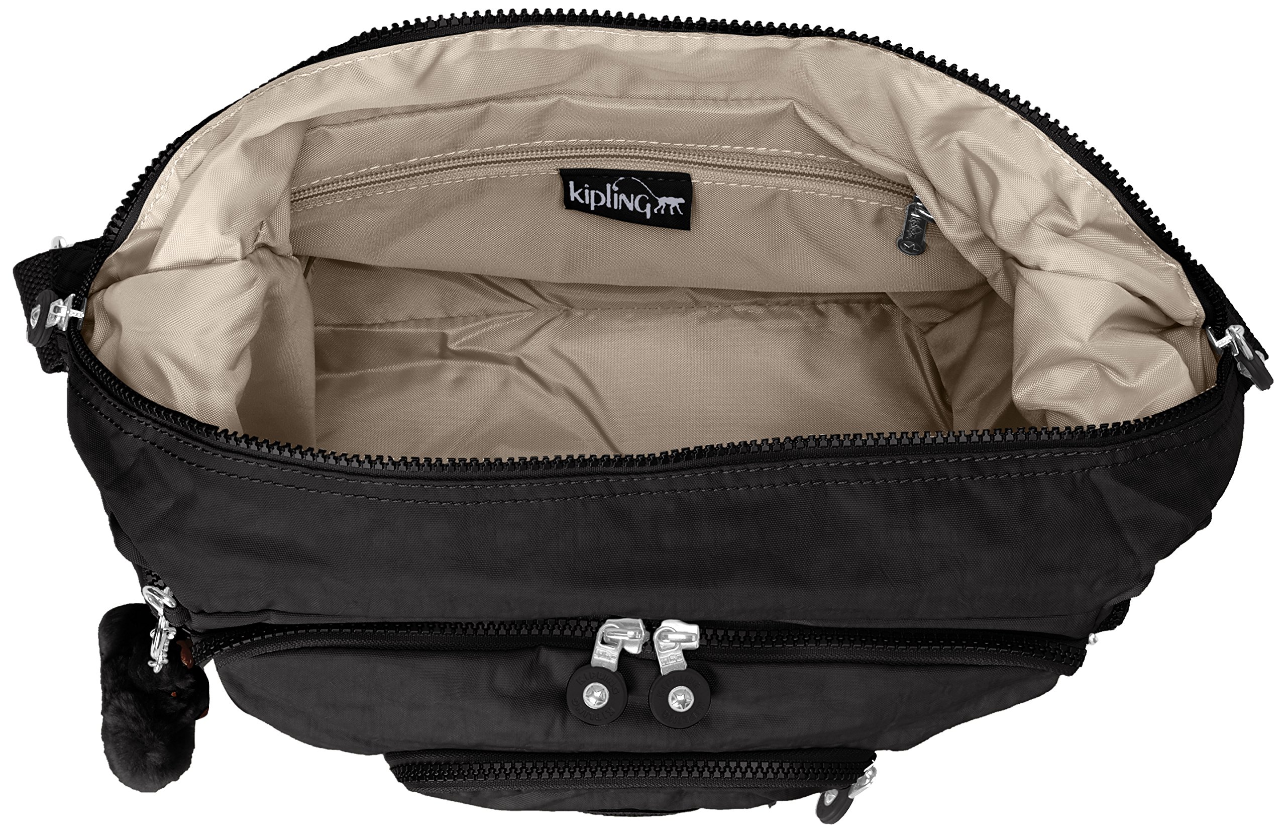 Kipling Women's Erica Black Tonal Crossbody Bag - Lightweight Travel Purse for Everyday Use, Work & Shopping | Adjustable Strap & Spacious Design | One Size Fits All