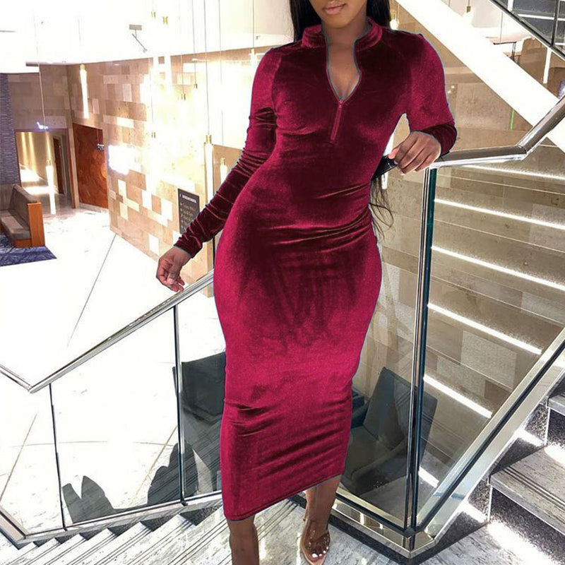 Elegant Long Sleeve Dress for Women - Comfortable & Stylish Fall/Winter Fashion - Perfect for Office, Party & Casual Wear