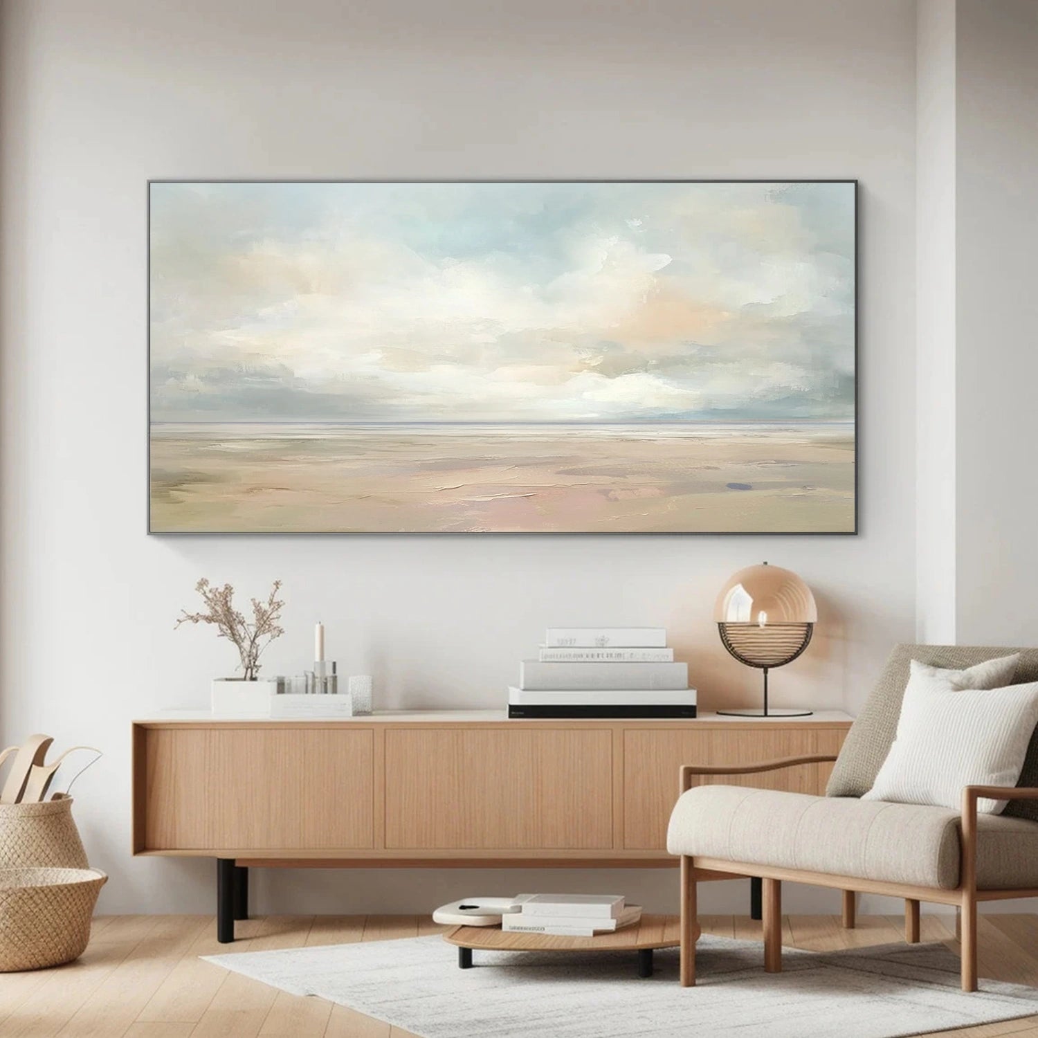 Ocean and Sky Painting #OS 234 - Handmade Canvas Wall Art for Home Decor, Office & Living Room - Serene Beach Landscape Artwork