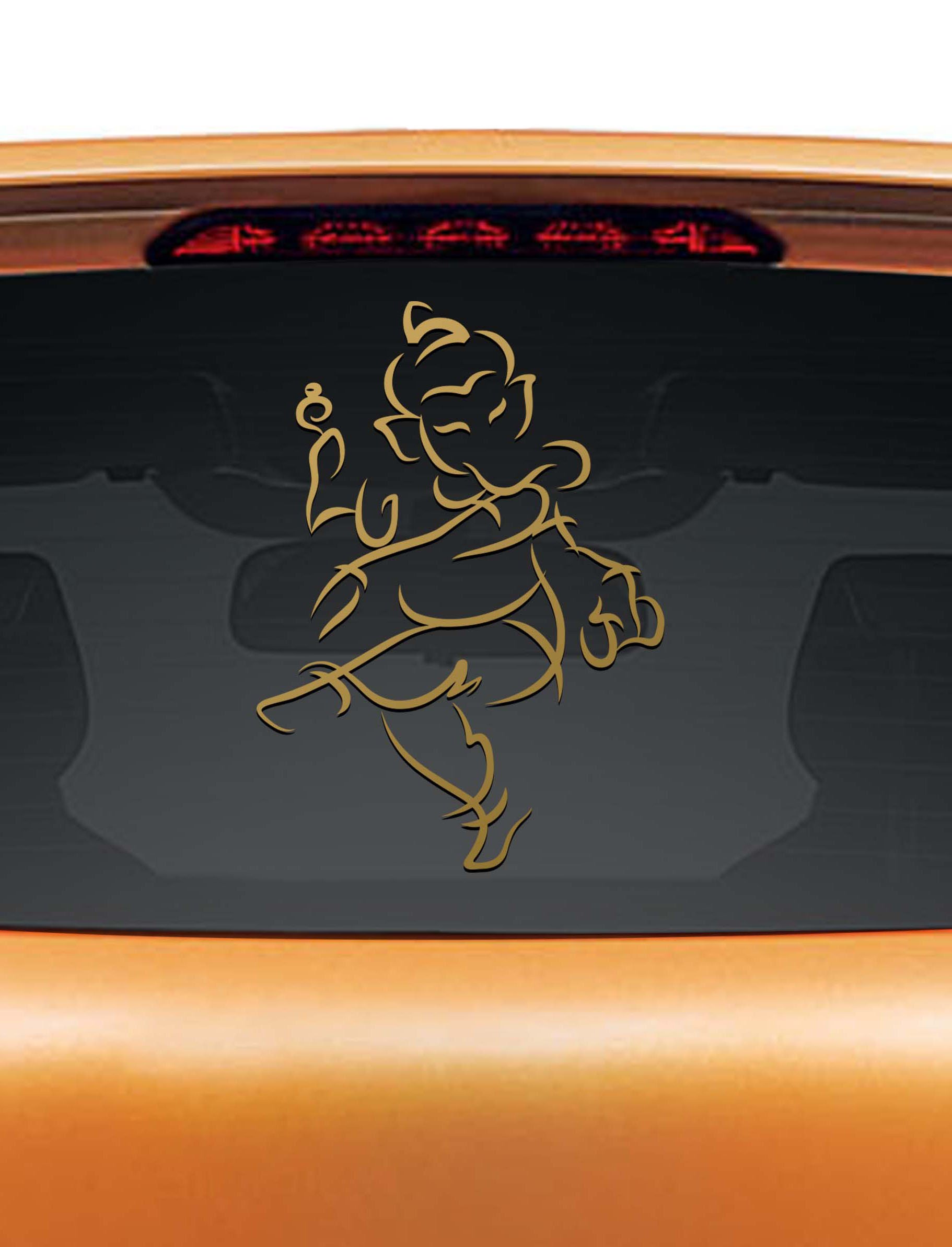 WallDesign Car Stickers - Jai Ganesha Gold Reflective Vinyl Decals for Cars, Trucks & Windows | Waterproof & Durable for Outdoor Use