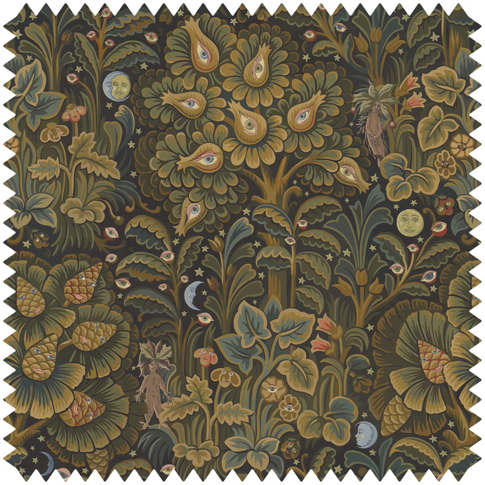 MOON GARDEN Velvet Midnight Blue Fabric Sample - Perfect for Upholstery, Home Decor & DIY Craft Projects
