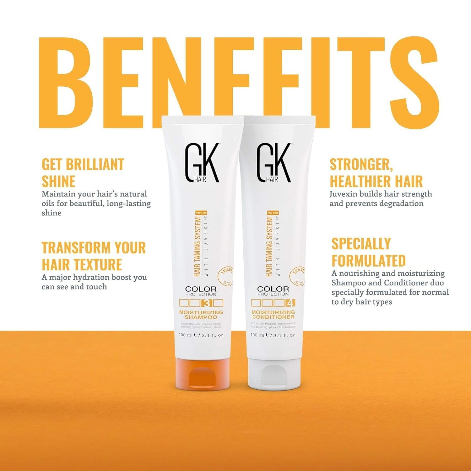 GK HAIR Global Keratin Professional Hair Treatment Set (300ml/10.1 Fl Oz) with Organic Argan Oil Serum (10ml) & Moisturizing Shampoo & Conditioner (100ml) - Salon-Quality Hair Care for Dry, Damaged & Frizzy Hair at Home