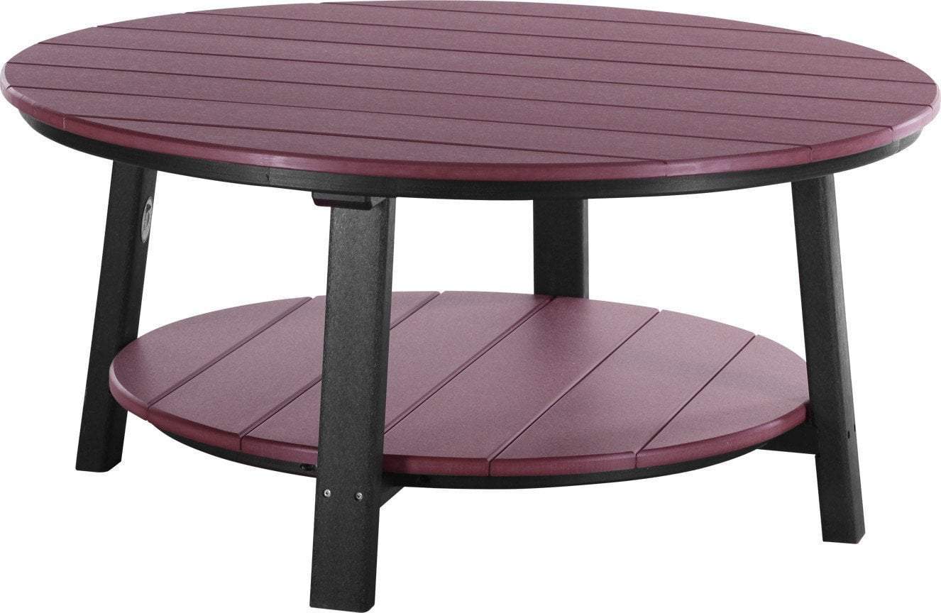 Premium Cherry Wood & Recycled Plastic Outdoor Conversation Table with Cup Holder - Patio, Garden, Deck, Poolside Furniture for Relaxing & Entertaining