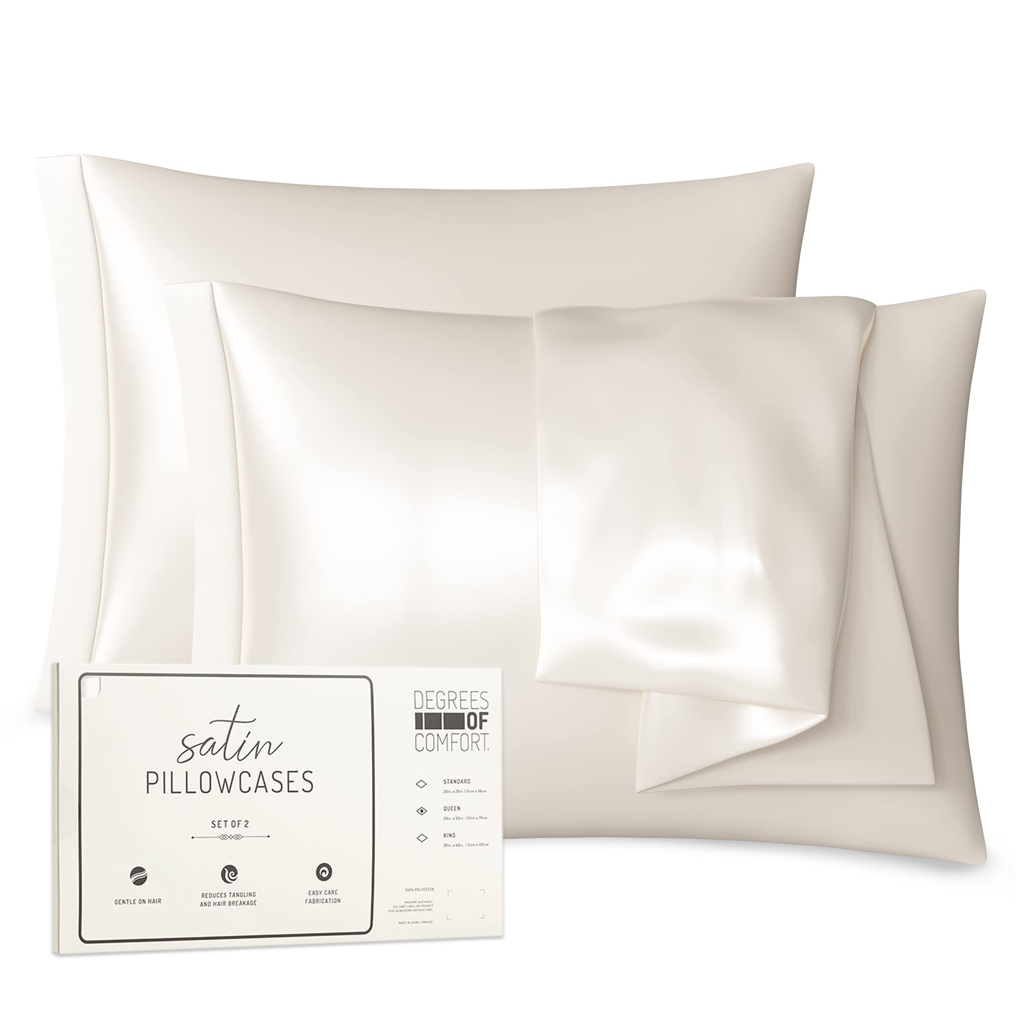 Premium White Satin Pillowcase Queen Size Set of 2 | 20