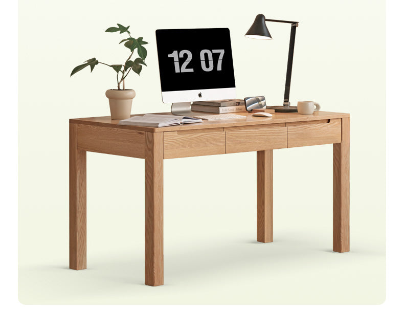 Premium Solid Wood Office Desk - Oak & Beech - Modern Home Office Furniture for Remote Work & Study