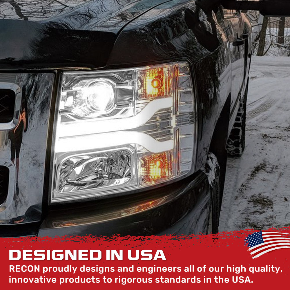 2007-2014 Chevrolet Silverado 3500 Dually Projector Headlights with OLED Halos & DRL - Smoked/Clear Lens Upgrade for Improved Night Visibility & Style