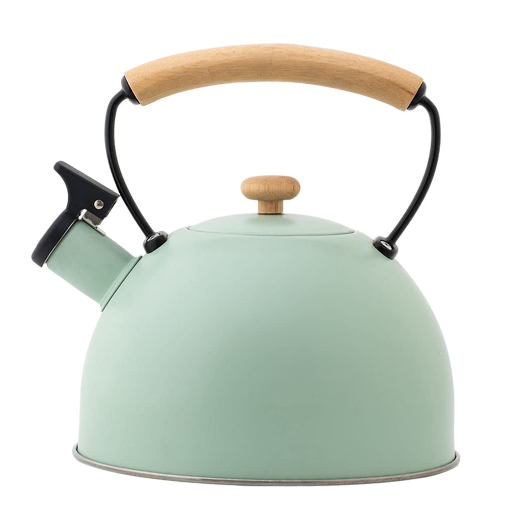 FAKEME 3L Stainless Steel Whistling Tea Kettle with Wooden Handle - Electric, Induction & Gas Stove Compatible - Perfect for Home, Office & Camping Use