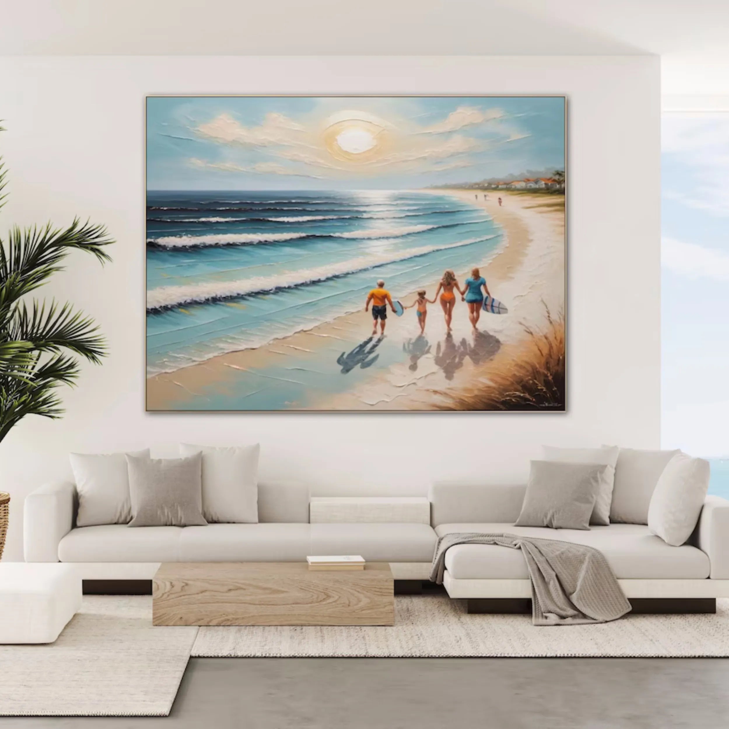Ocean and Sky Painting #OS 137 - Handmade Coastal Wall Art for Beach House Decor, Living Room & Bedroom