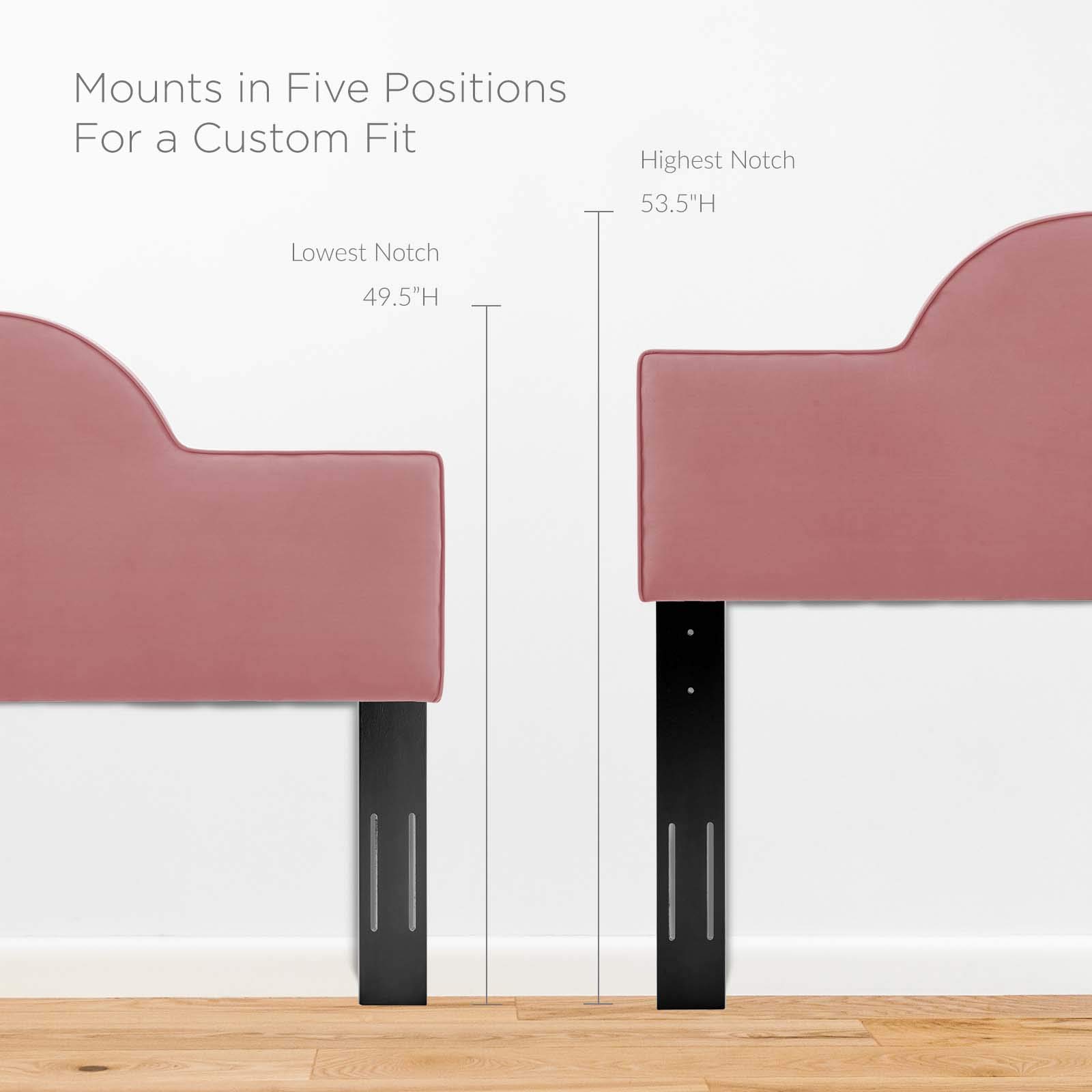 Modway Dawn Performance Velvet Headboard - Twin Size, Dusty Rose Pink - Perfect for Bedroom Decor, Guest Room & Dorm Furniture