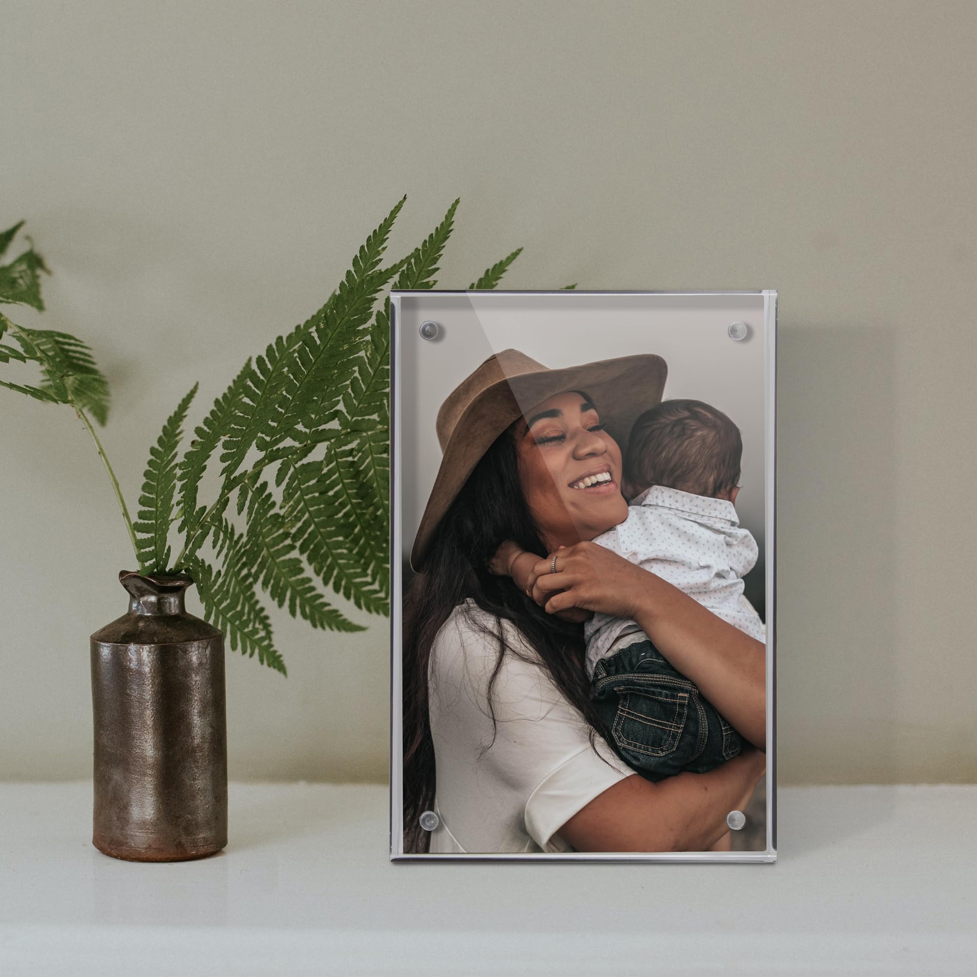 Clear Acrylic 4x6 Picture Frame Photo Block - Perfect for Displaying Art, Prints & Photos | Home Decor, Office Desk Display, Wedding Gift Idea