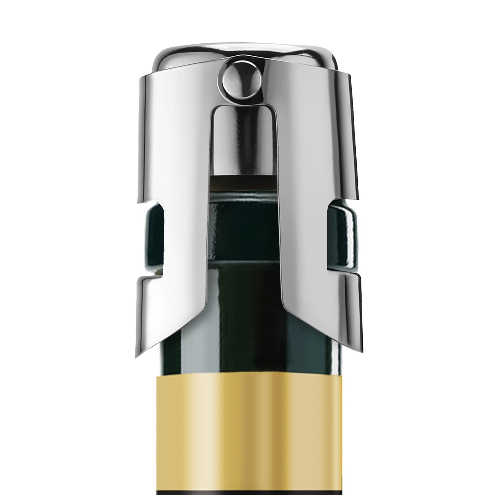Premium Champagne Stopper with Stainless Steel - Professional Wine Bottle Sealer for Champagne, Cava, Prosecco & Sparkling Wine - Air-Tight Champagne Saver Plug - Compact & Durable (1 Pack, Silver) - Perfect for Parties, Weddings & Home Bars