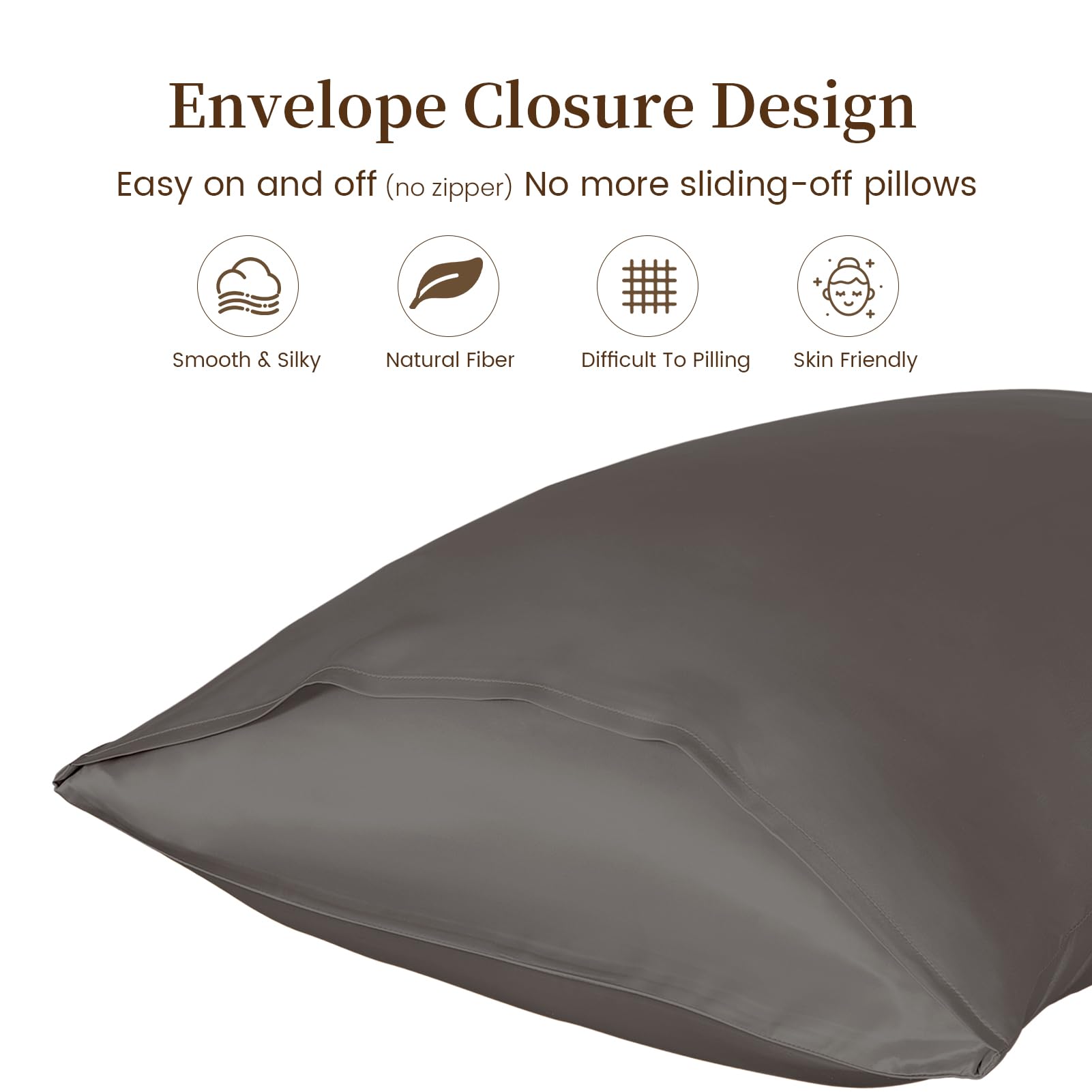THXSILK 100% Natural Mulberry Silk Pillowcase for Hair & Skin Care - 19 Momme Luxury Silk Pillow Cover with Envelope Closure (King Size, Charcoal Grey) - Perfect for Anti-Frizz, Skin Hydration & Beauty Sleep