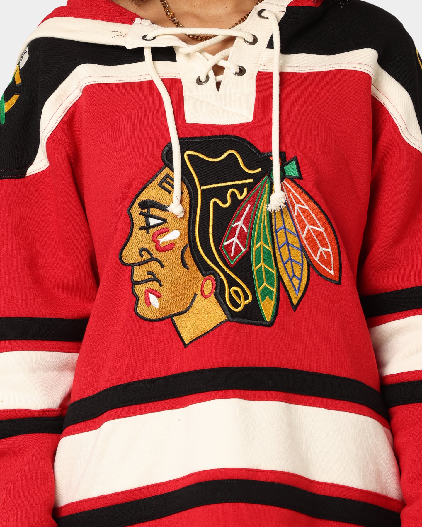 47 Brand Chicago Blackhawks Superior Lacer Hoodie - Red NHL Hockey Pullover Sweatshirt for Men & Women - Perfect for Game Day & Casual Wear