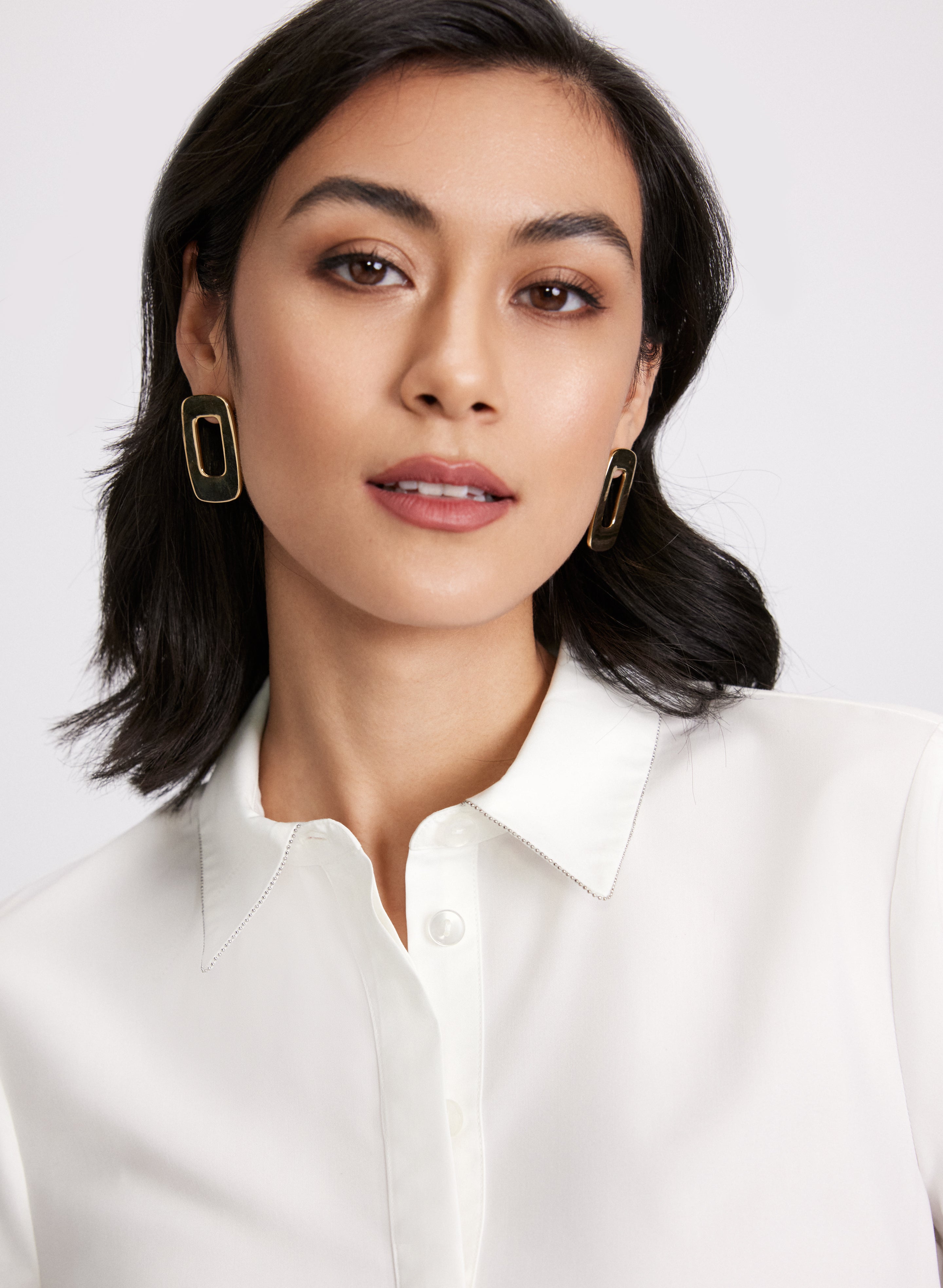 Embellished Collar Blouse for Women - Elegant Ruffled Neckline Top - Perfect for Office Wear, Date Night & Special Occasions