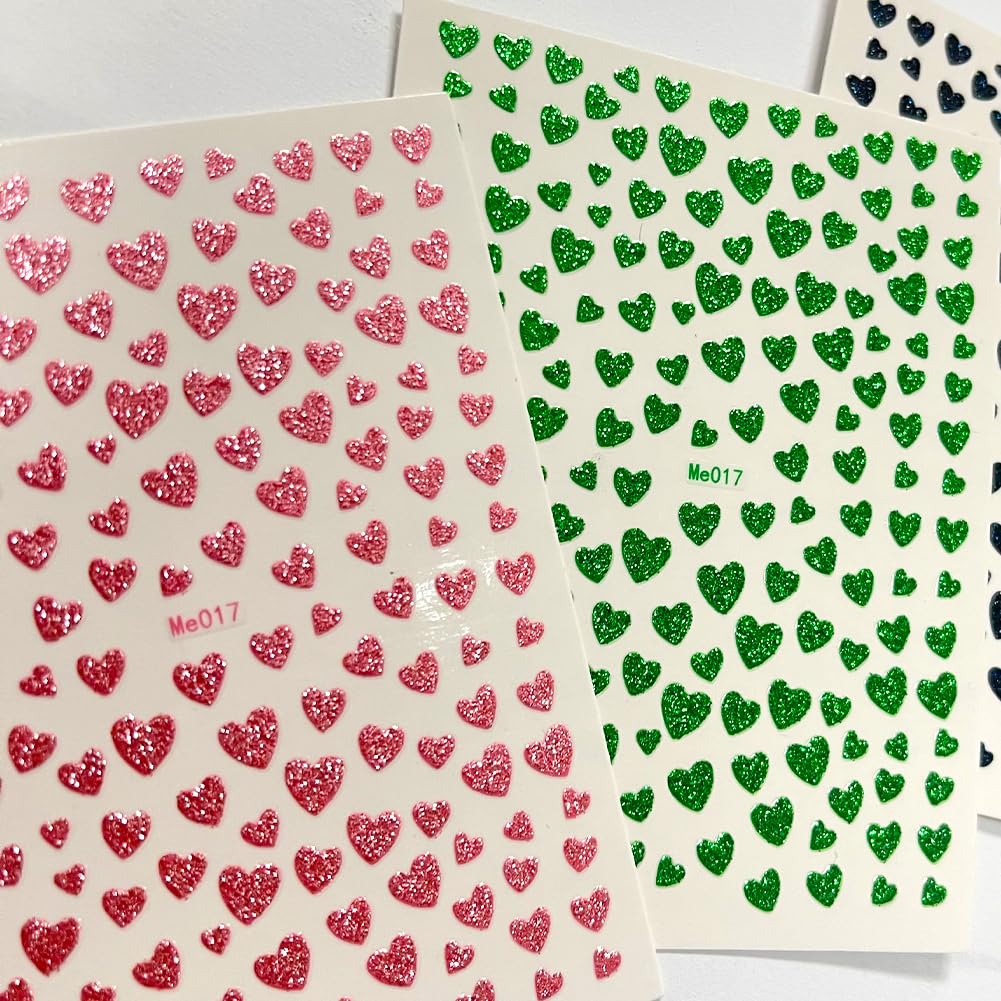 10 Sheets Heart Nail Stickers - 3D Self-Adhesive Valentines Nail Art Decals for Women & Girls | Perfect for DIY Manicures, Valentine's Day, Parties & Special Occasions