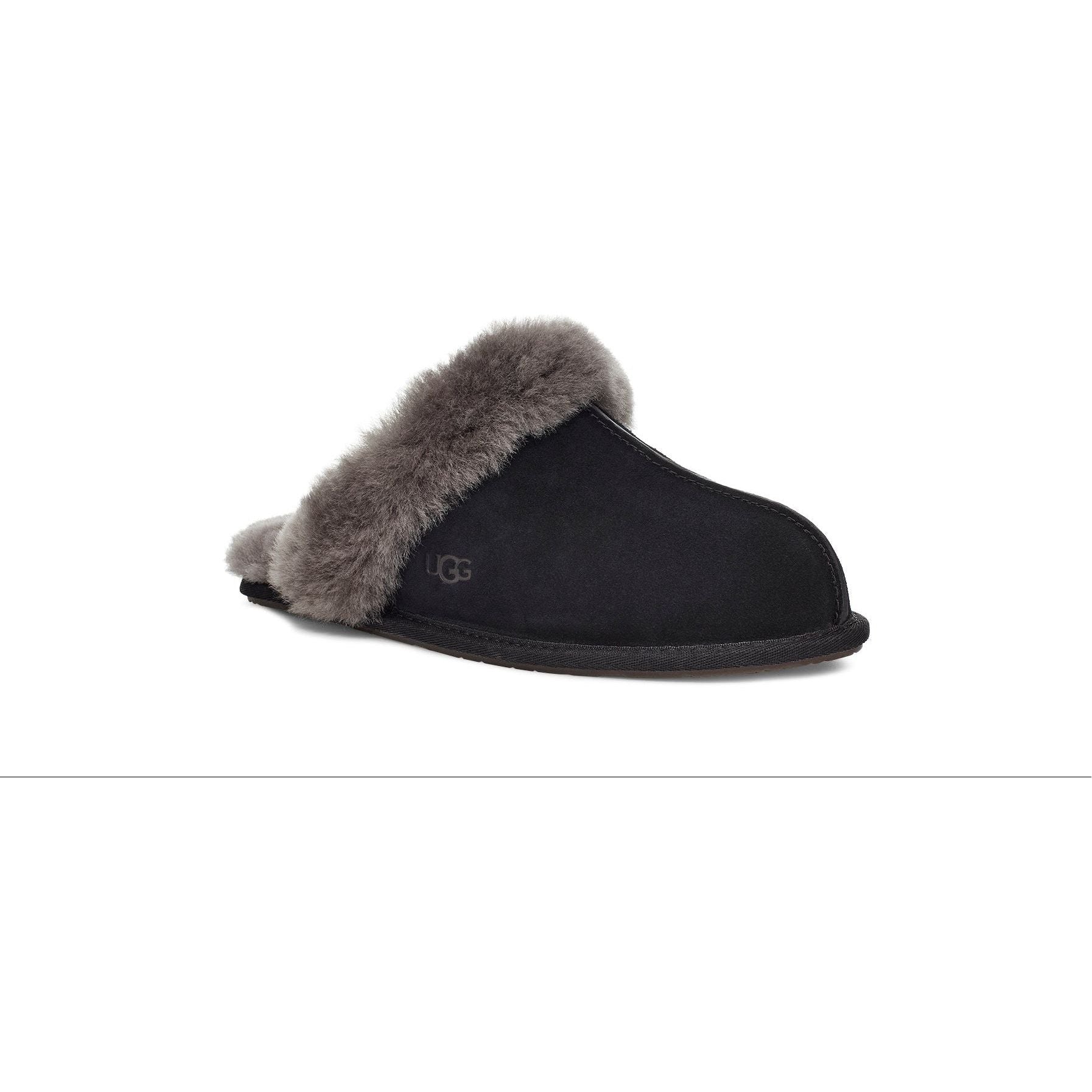 UGG Women's Scuffette II Slippers - Cozy Indoor/Outdoor House Shoes with Soft Fleece Lining for Winter Comfort (Black Grey) - Perfect for Lounging at Home, Running Errands & Cold Weather Wear