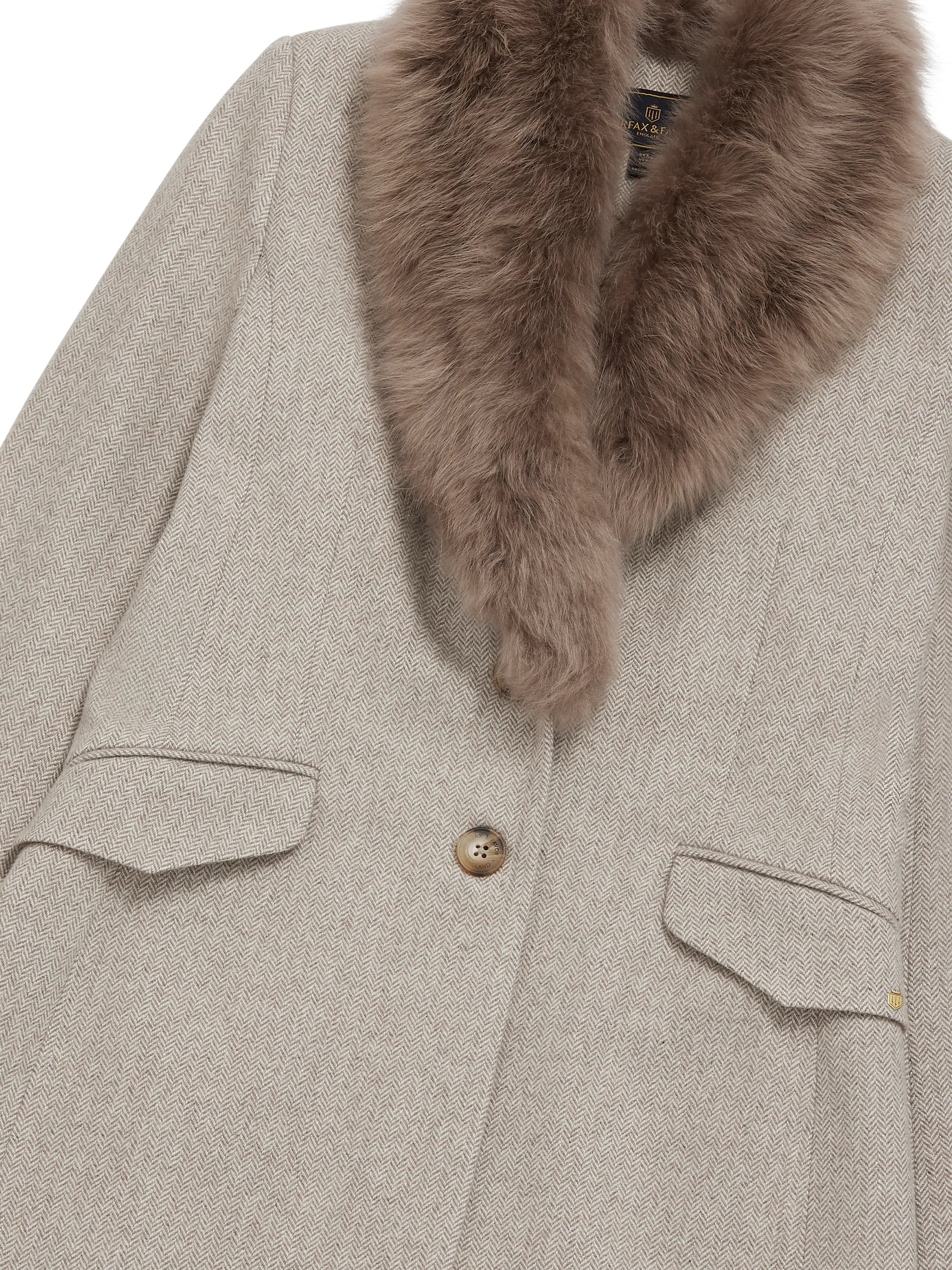 Harriet Taupe Herringbone Coat - Classic Women's Wool Blazer for Office & Business Attire | Perfect for Work, Meetings & Formal Events