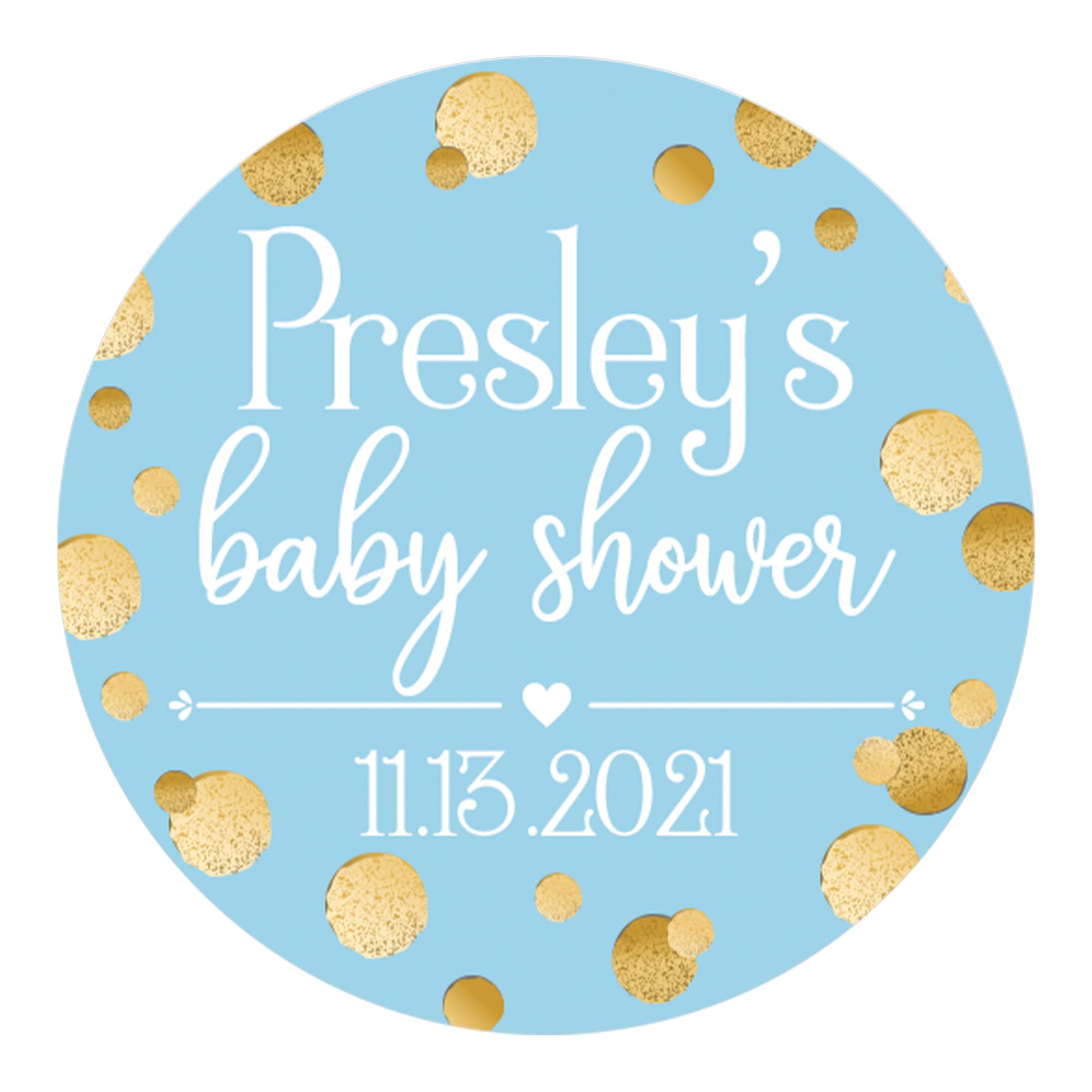 Personalized Blue & Gold Baby Shower Stickers - 40 Labels for Boy Party Favors & Decorations