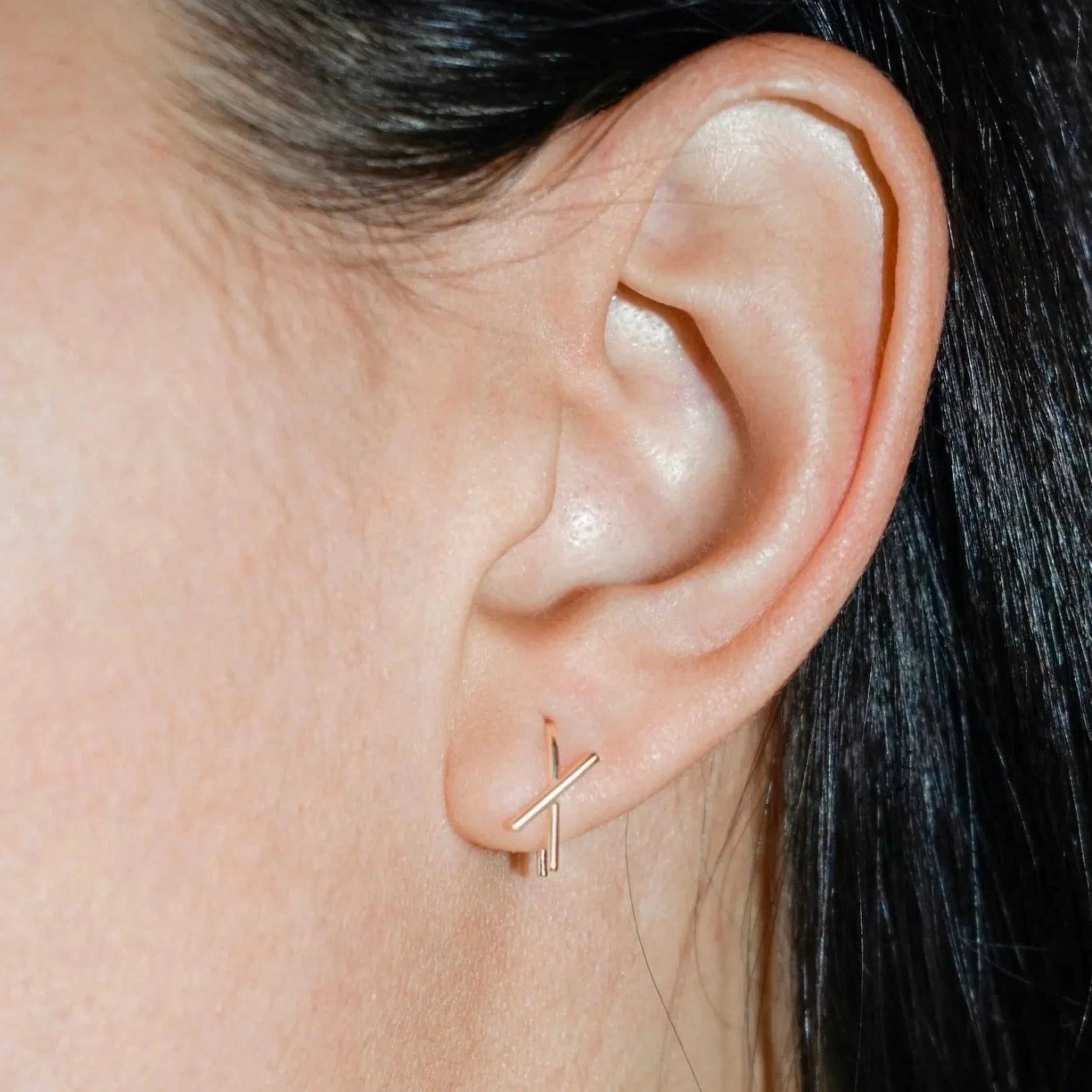 Solid Horizon Mini Thread Earrings - Dainty Gold Hoop Earrings for Women, Minimalist Everyday Jewelry - Perfect for Work, Date Night & Casual Outfits