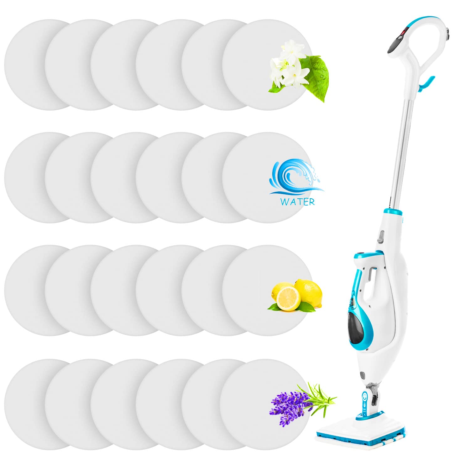 Maitys 24-Pack Steam Mop Scent Discs Refills - 4 Fresh Fragrances (Lavender, Citrus, Eucalyptus, Clean Breeze) - Compatible with Powerfresh & Symphony Series (Models 1940, 1806, 1132) - Long-Lasting Aromatherapy for Floors - Perfect for Home Cleaning, Pet Odor Removal & Allergy Relief