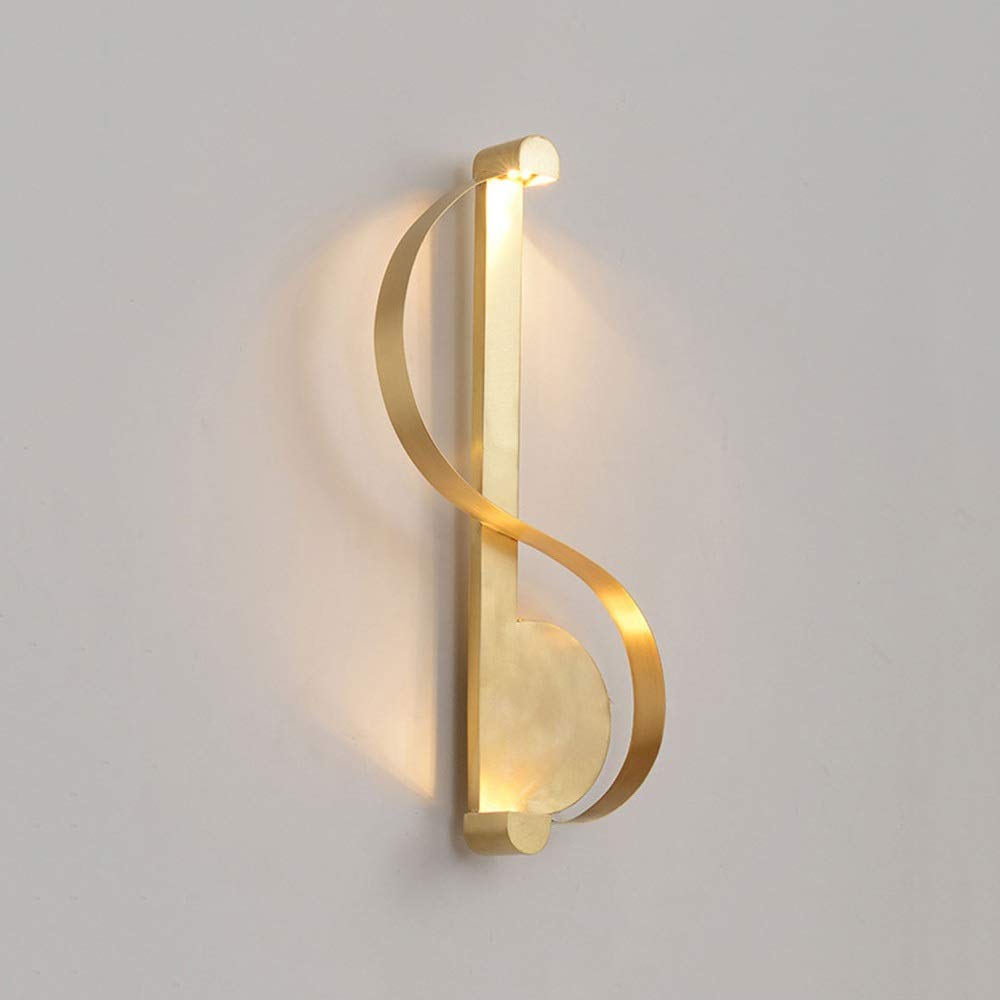 Modern S-Shaped Copper Wall Lamp - Wrought Iron Art Deco Wall Sconce for Living Room, Bedroom, Restaurant & Hotel | 6000K Daylight LED Lighting | Perfect for Ambient, Accent & Task Lighting in Home & Commercial Spaces