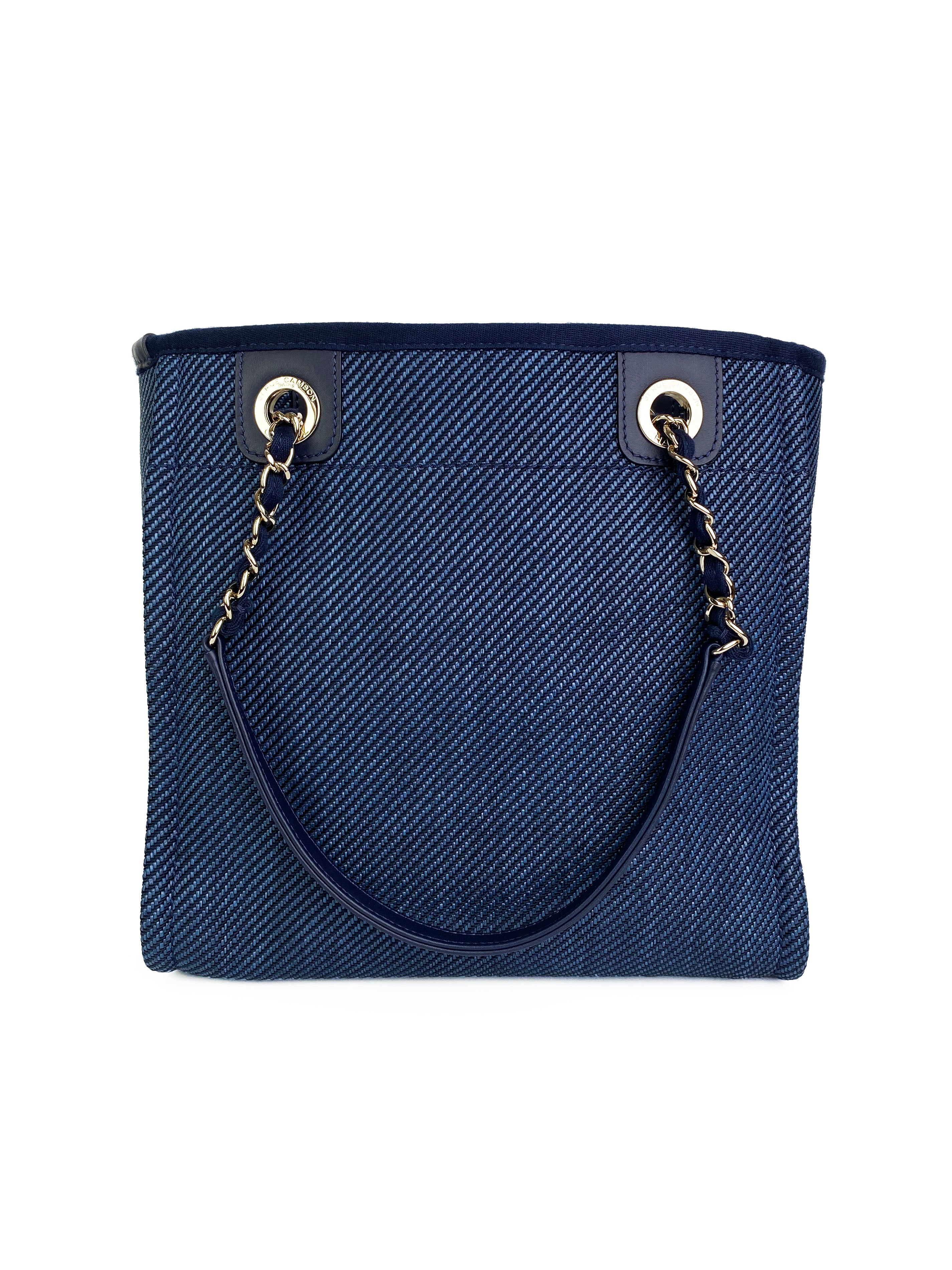 Chanel Blue Denim Deauville Tote Bag - Stylish Designer Handbag for Women, Fashionable Shoulder Bag for Work, Travel & Everyday Use