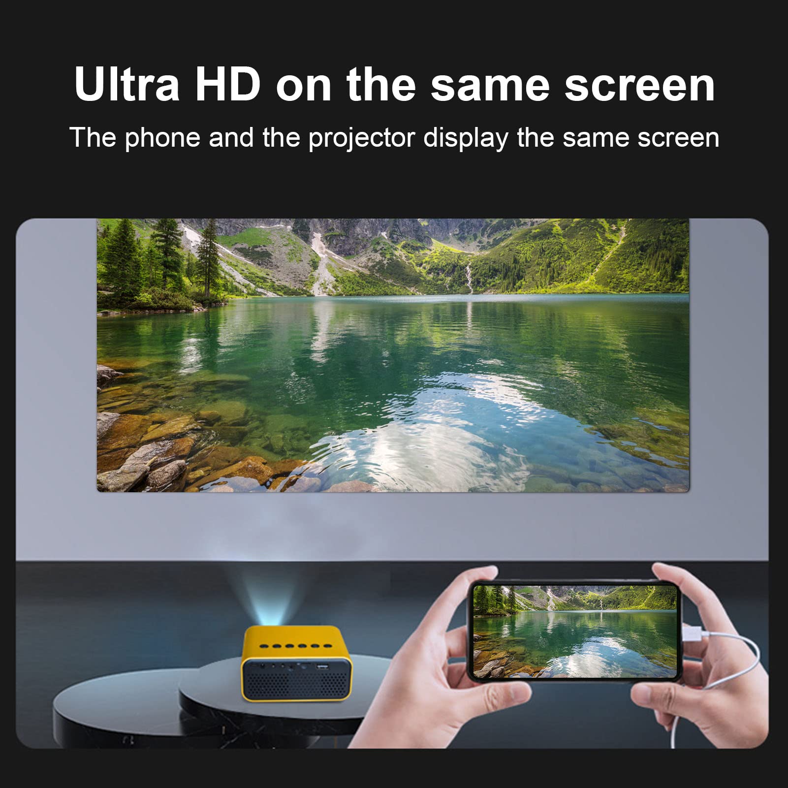 RajoNN Mini Portable LED Projector - 1080P HD Movie Projector for Laptop, Home Theater & Outdoor Movies (White) | Perfect for Home Entertainment, Camping & Backyard Movie Nights