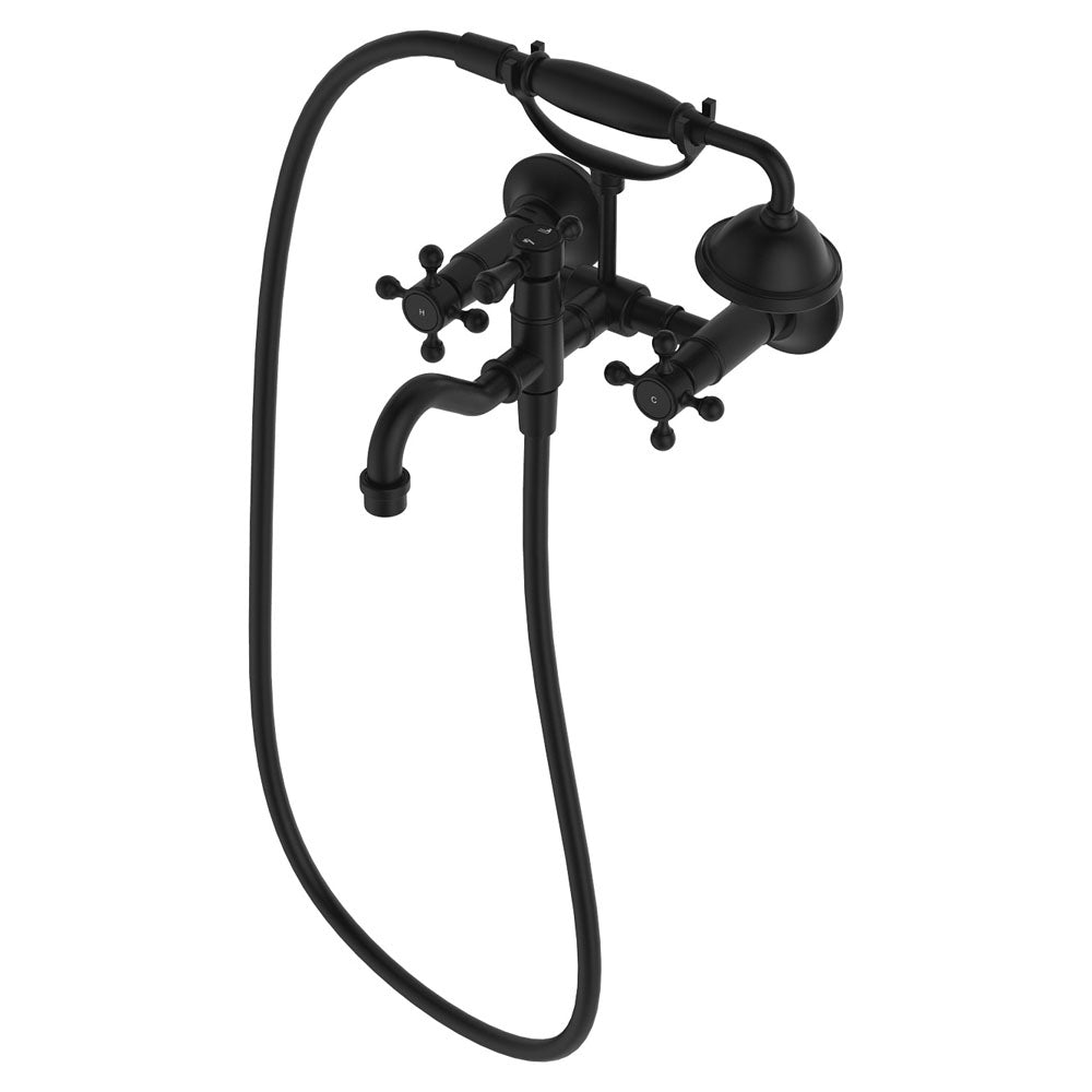 Fienza 336105BK Matte Black Lillian Exposed Bathroom Faucet Set with Hand Shower - Modern Bathroom Sink & Tub Fixture for Spa-Like Experience