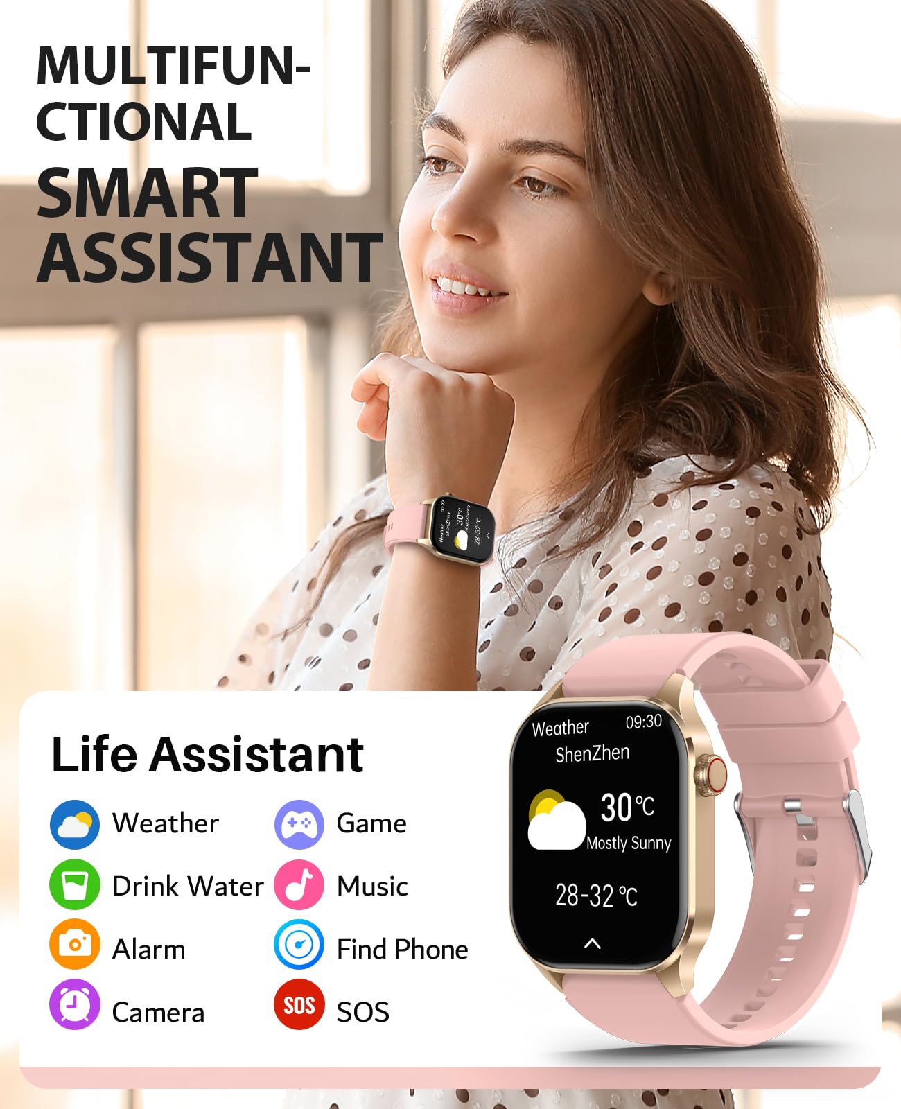 Smart Watch for Women with Blood Oxygen Monitor, 136+ Sports Modes, 2.04