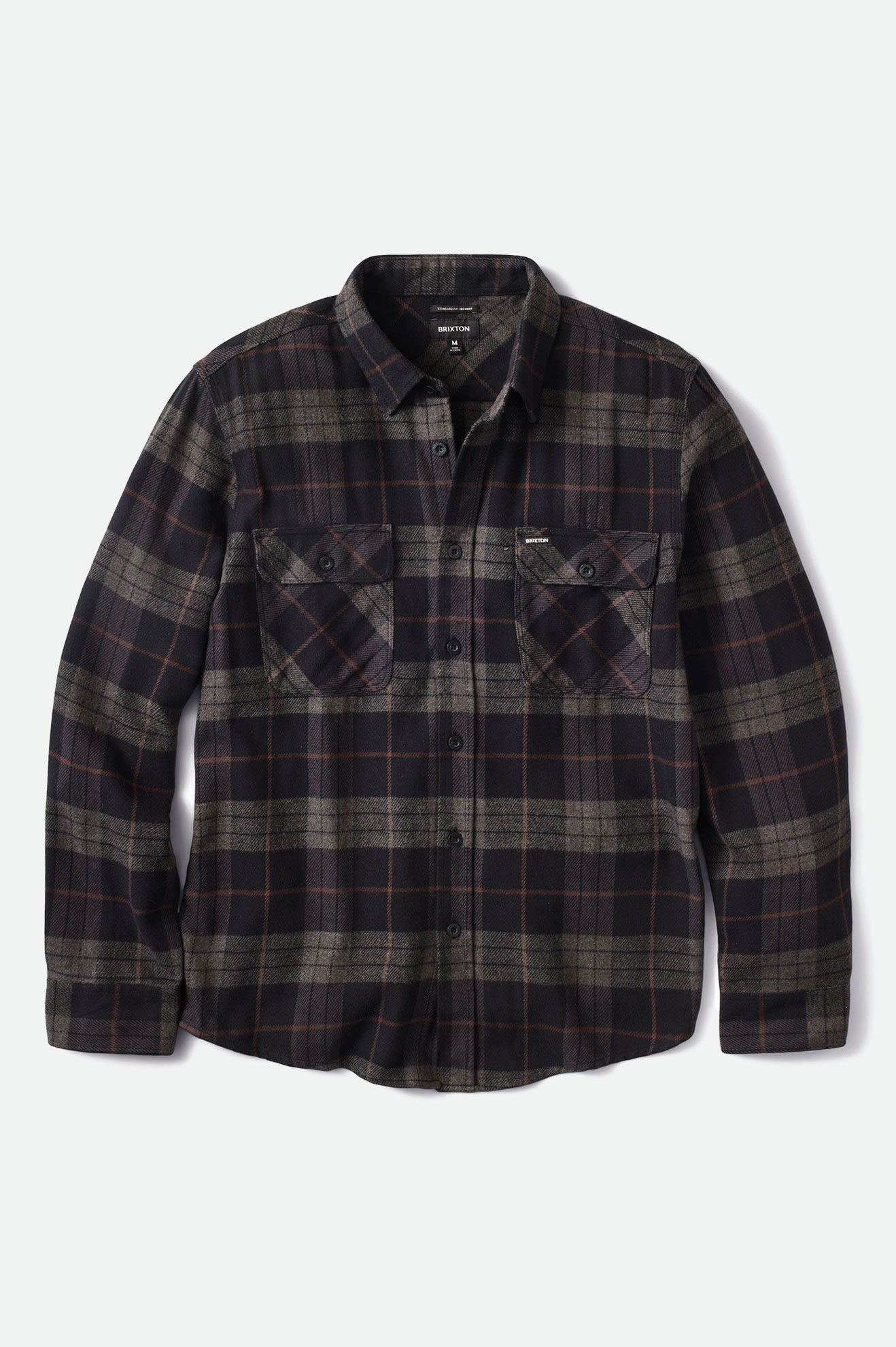 Bowery Long Sleeve Flannel Shirt for Men - Black & Charcoal Plaid - Casual & Outdoor Wear for Fall & Winter