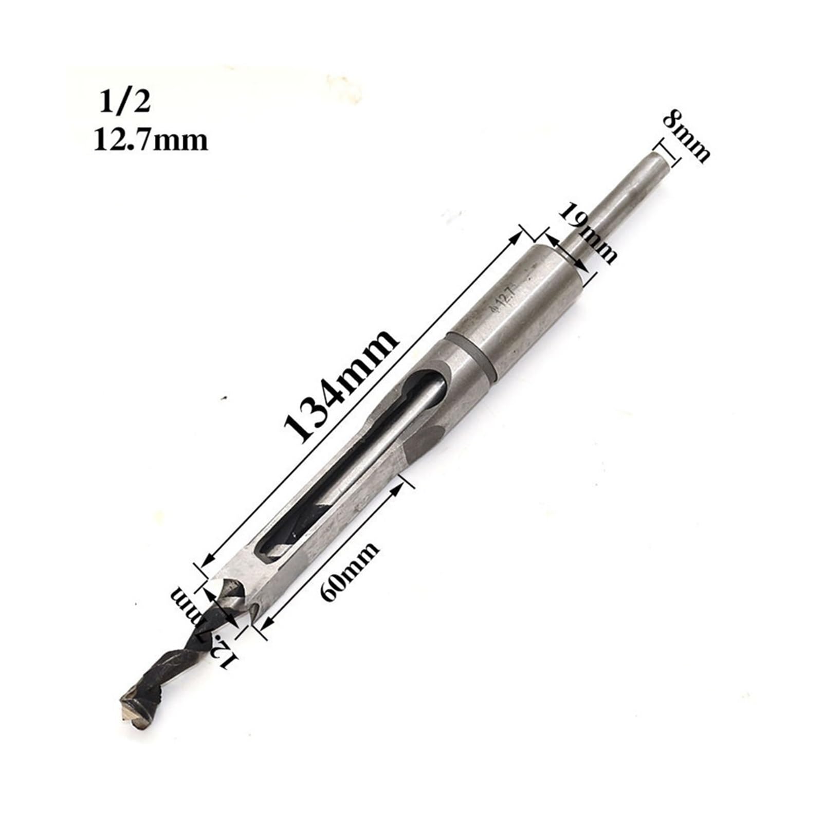 High-Speed Steel (HSS) Twist Drill Bits & Square Auger Mortising Chisel Set - 12.7mm Woodworking Drill Kit with Extended Saw for Professional Carpentry & DIY Projects - Perfect for Furniture Making, Cabinet Installation, and Wood Joinery Work