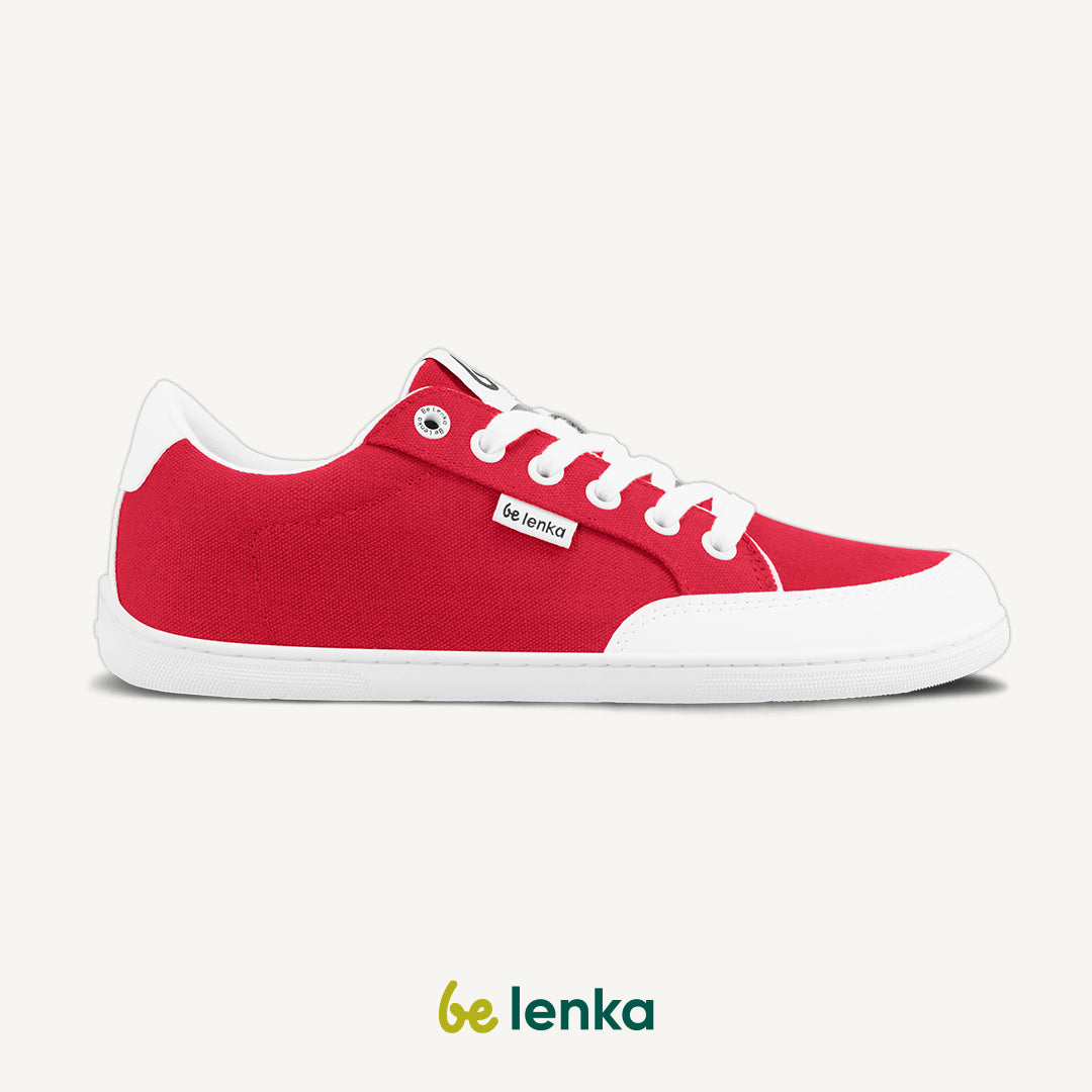 Barefoot Sneakers for Women & Men - Be Lenka Rebound Minimalist Shoes in Red & White | Lightweight Zero Drop Footwear for Running, Walking & Everyday Comfort
