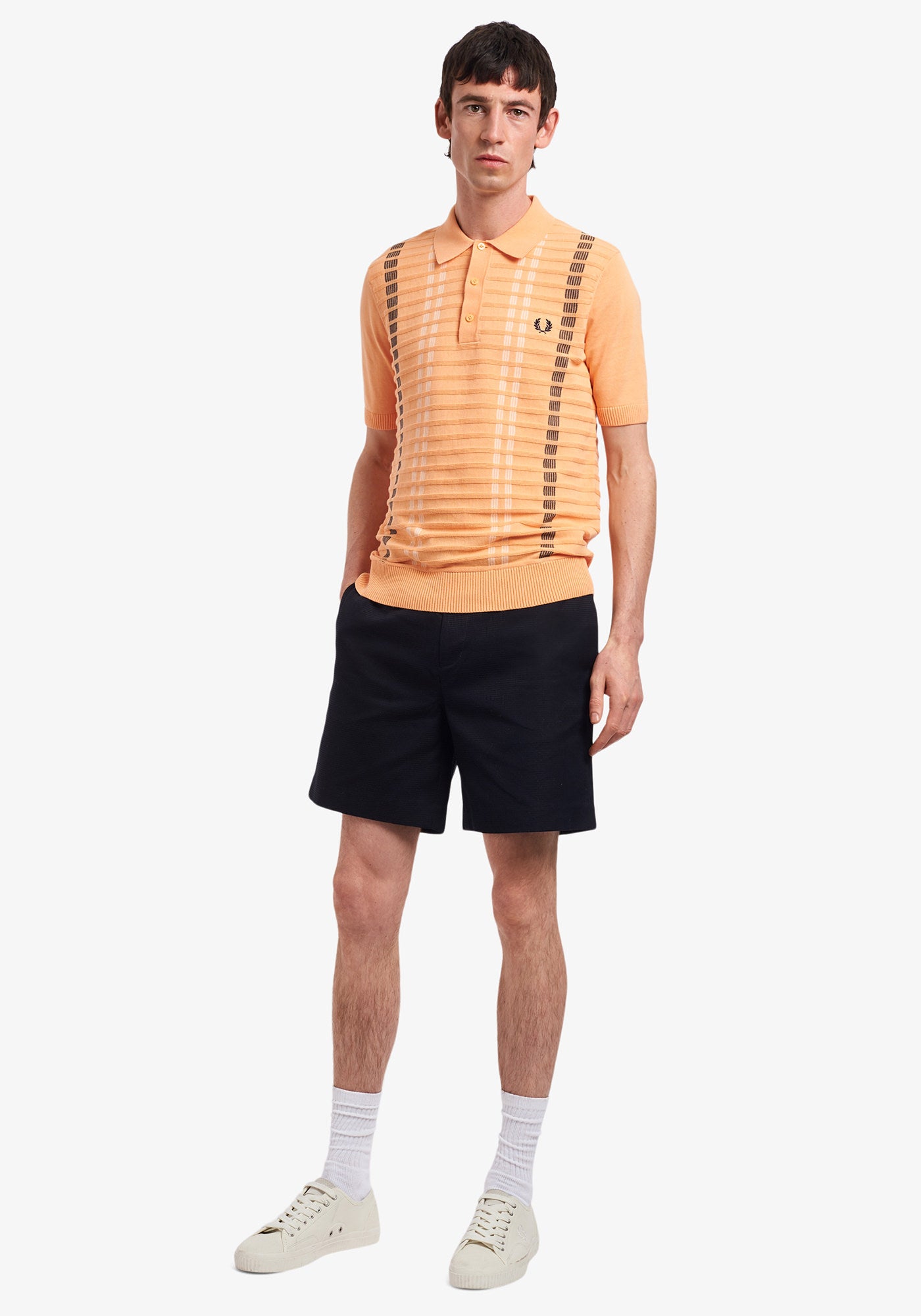 Fred Perry Men's Broken Stripe Knitted Polo Shirt - Classic Cotton Casual Wear for Golf, Office & Weekend Outings