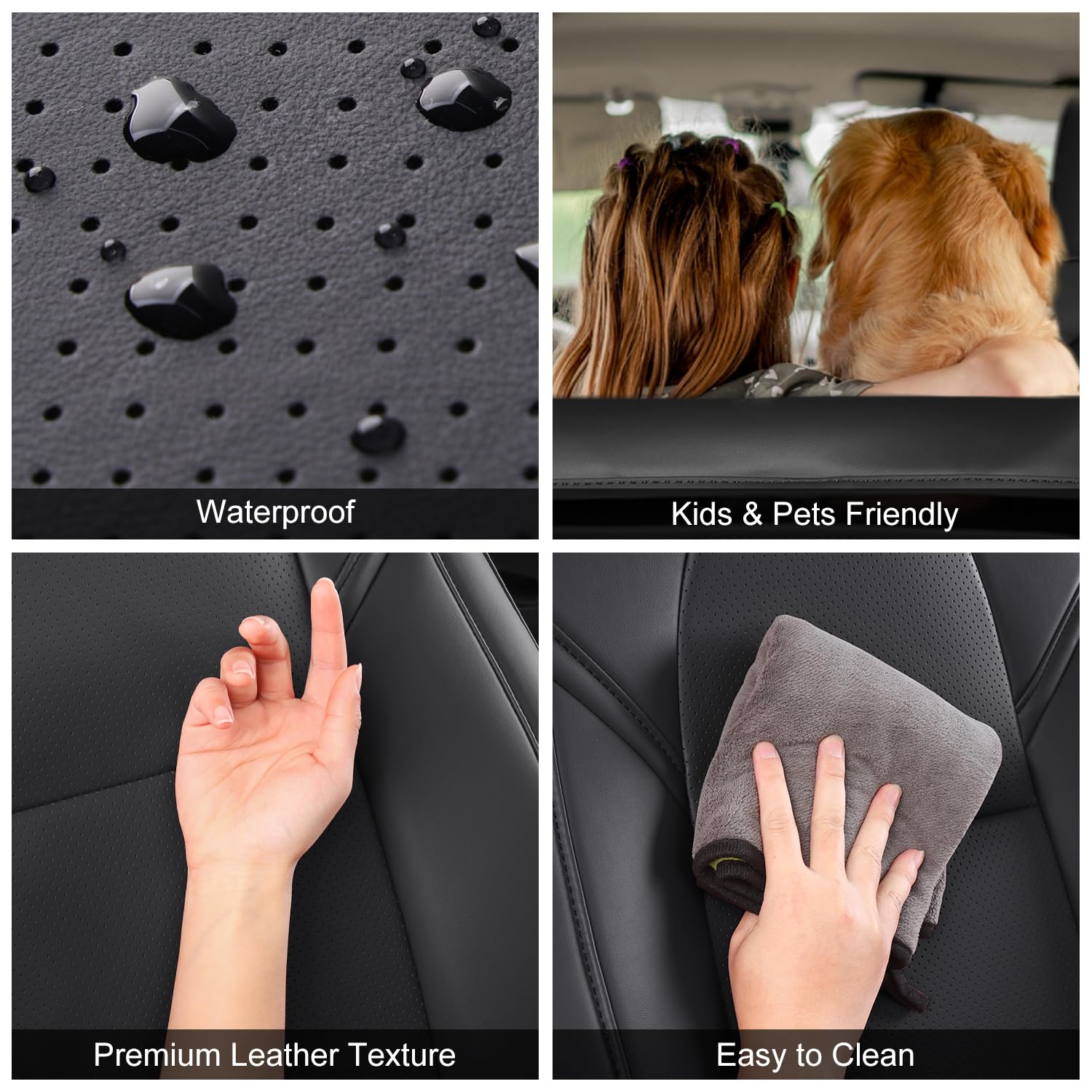 Premium Tesla Model 3 Seat Covers (2018-2023) - Genuine Nappa Leather, Airbag Compatible, Custom Fit Full Set - Black Interior Upgrade for Comfort & Luxury Driving