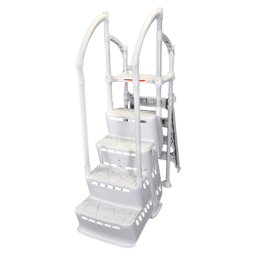 Above Ground Pool Steps with Ladder System - Heavy Duty 300lbs Capacity for Swimming Pools Without Deck (42