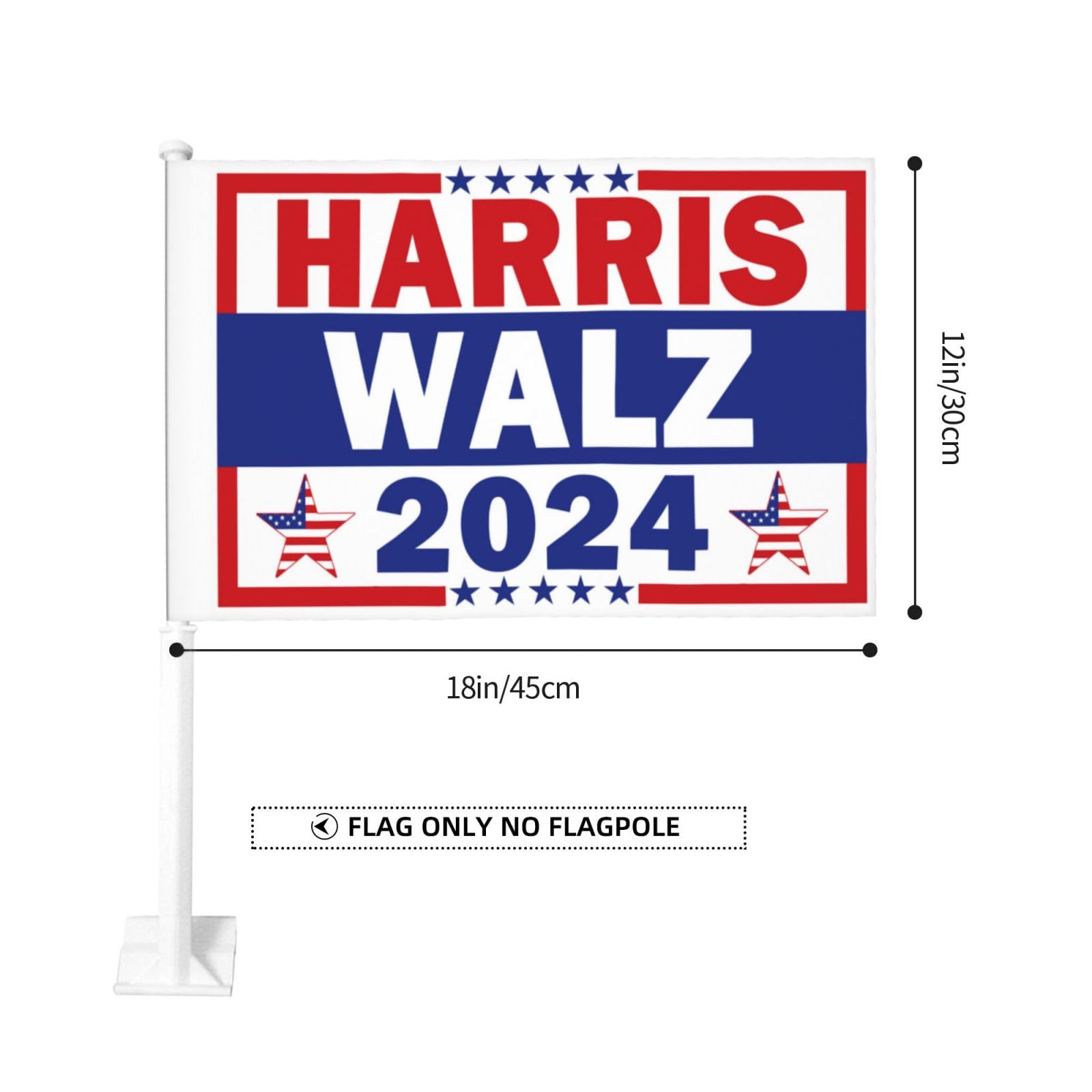 2 Pack Kamala Harris & Tim Walz 2024 Campaign Car Flags - 12