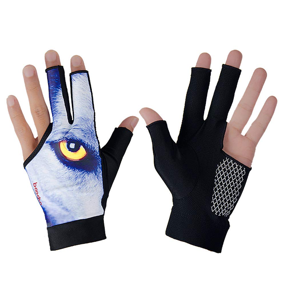 HAOZAIKEJI 3-Finger Billiard Gloves - Breathable Snooker & Pool Cue Gloves for Men & Women, Anti-Slip Stretchable Left Hand Shooting Gloves (1 PC) - Perfect for Professional Pool, Snooker & Carom Games