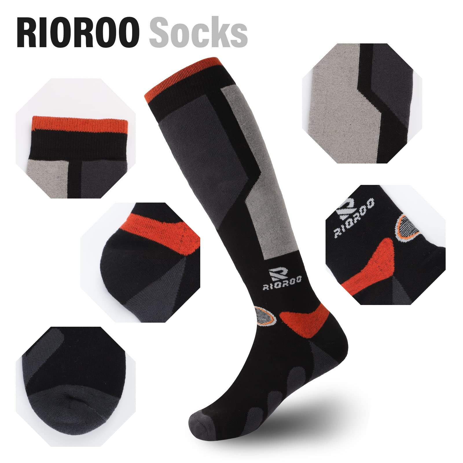 Thermal Ski Socks for Men & Women - 3 Pairs Knee-High Warm Winter Socks for Skiing, Snowboarding & Outdoor Sports - Perfect for Cold Weather Activities & Snow Adventures