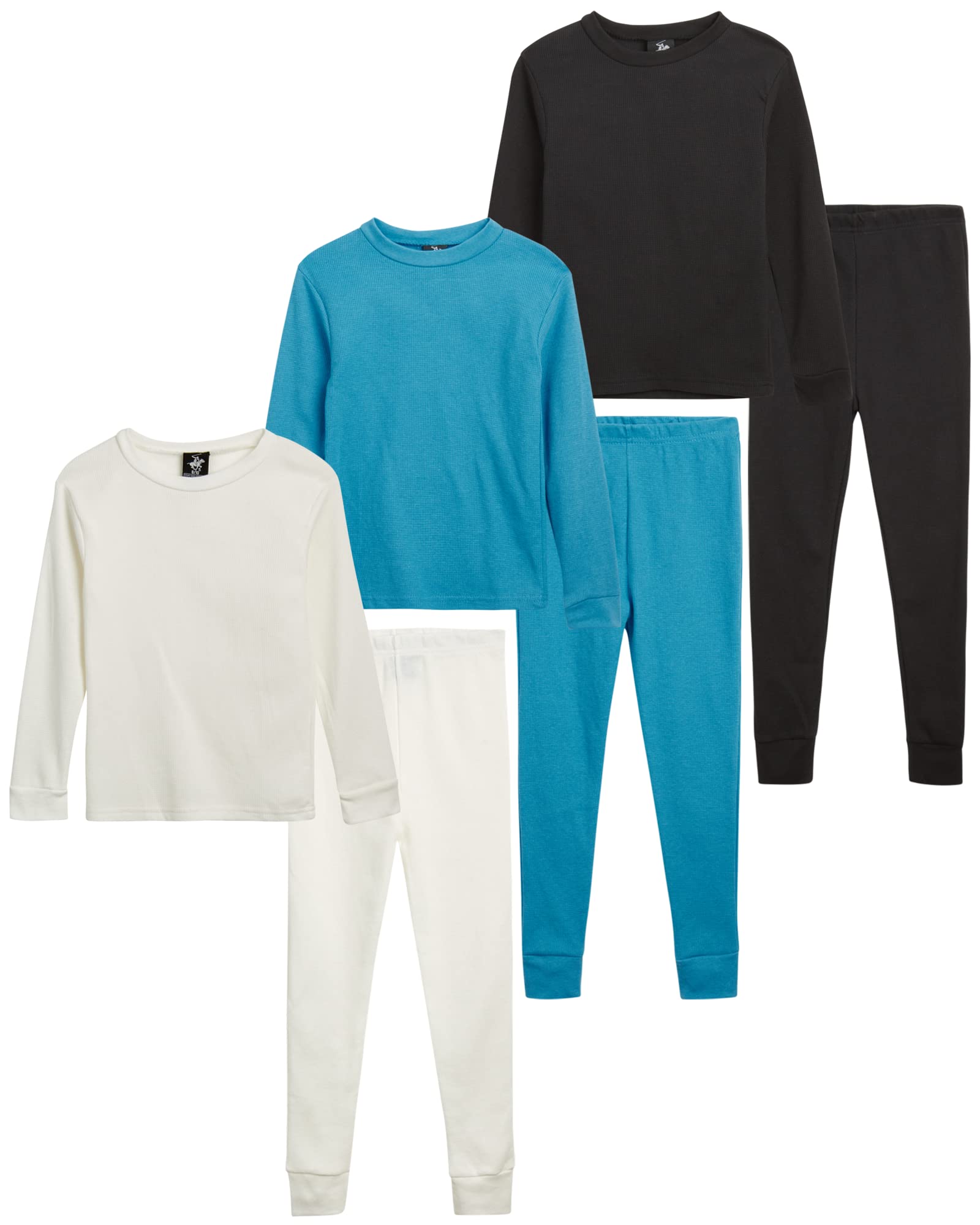 Beverly Hills Polo Club Boys' Thermal Underwear Set - 6 Piece Waffle Knit Top & Long Johns (2T-18) | Warm Winter Base Layer for Kids | Perfect for Cold Weather, Outdoor Activities & School