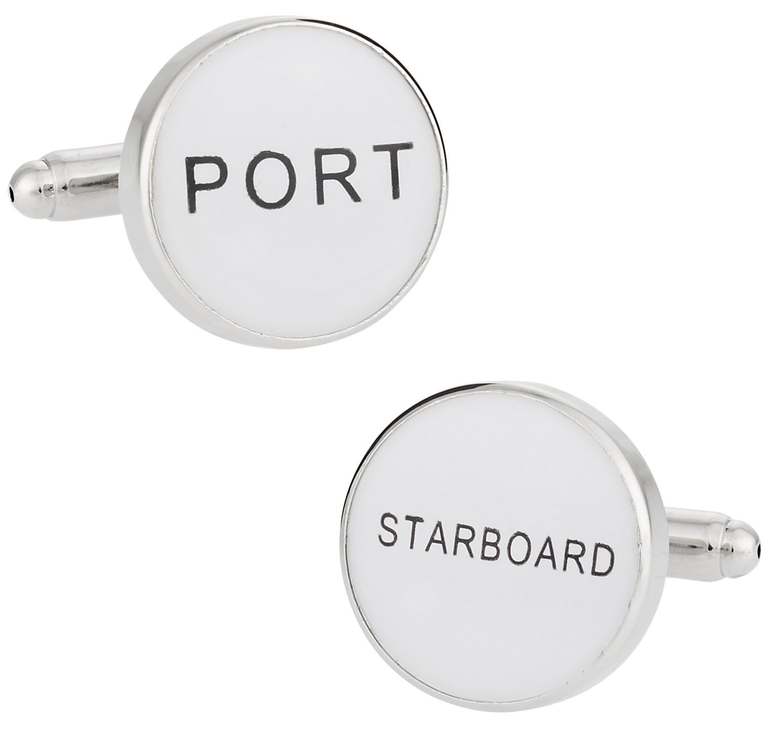 Premium Port & Starboard Cufflinks Set - Nautical Sailor Ship Boat Design with Gift Box - Perfect for Wedding, Navy Theme Party & Marine Enthusiast Gifts