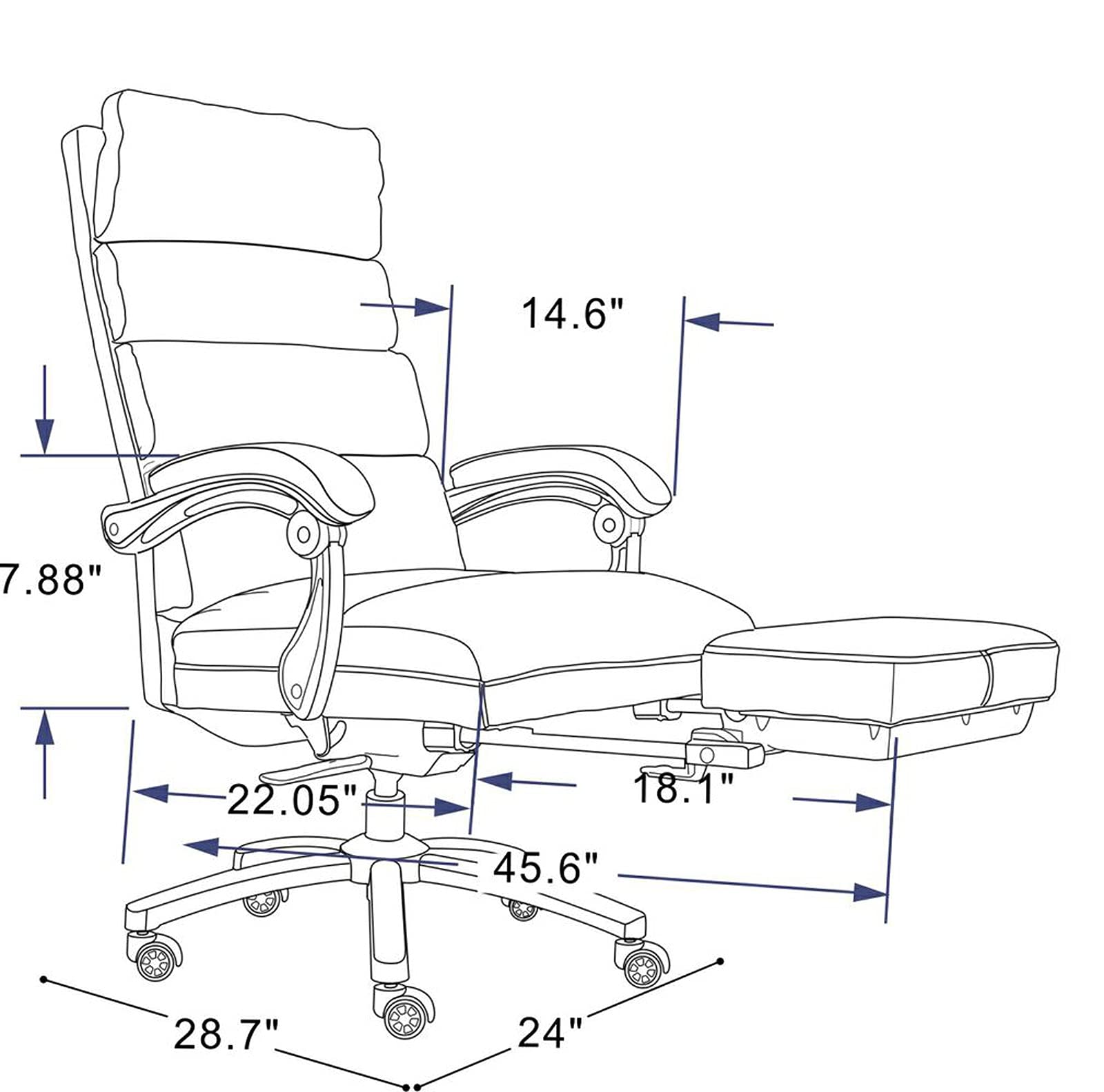 Ergonomic High Back Office Chair with Retractable Footrest - PU Leather Executive Desk Chair with Adjustable Height & Lumbar Support - Perfect for Home Office, Gaming & Workspace (Black)