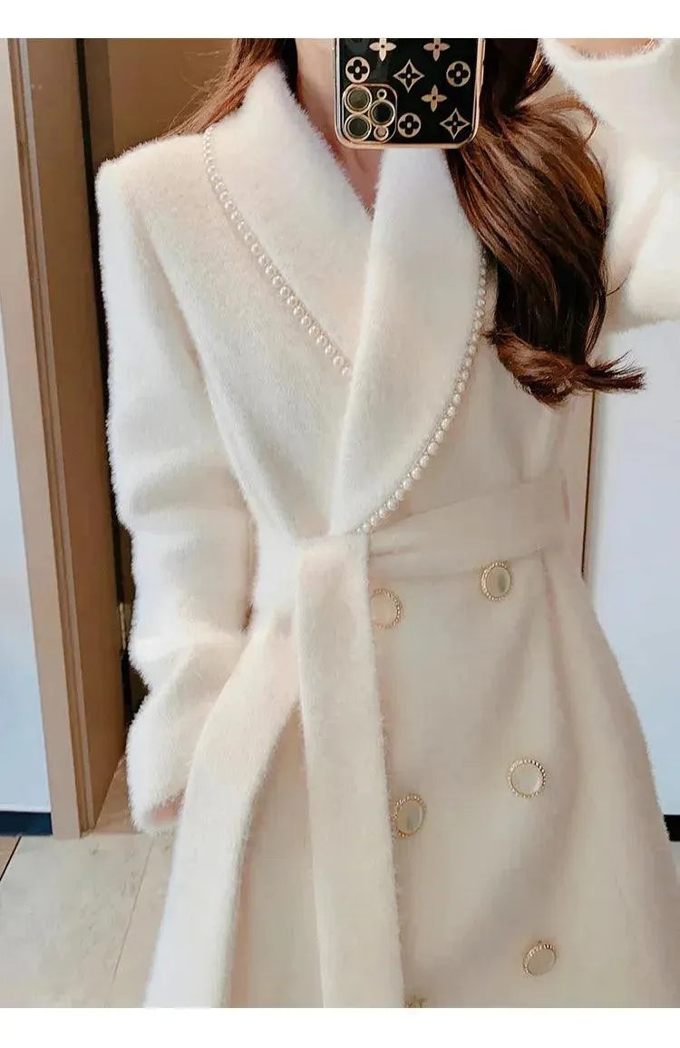 Stylish Women's Wool Wrap Coat - Warm Winter Fashion Outerwear for Office, Dating & Holiday Parties